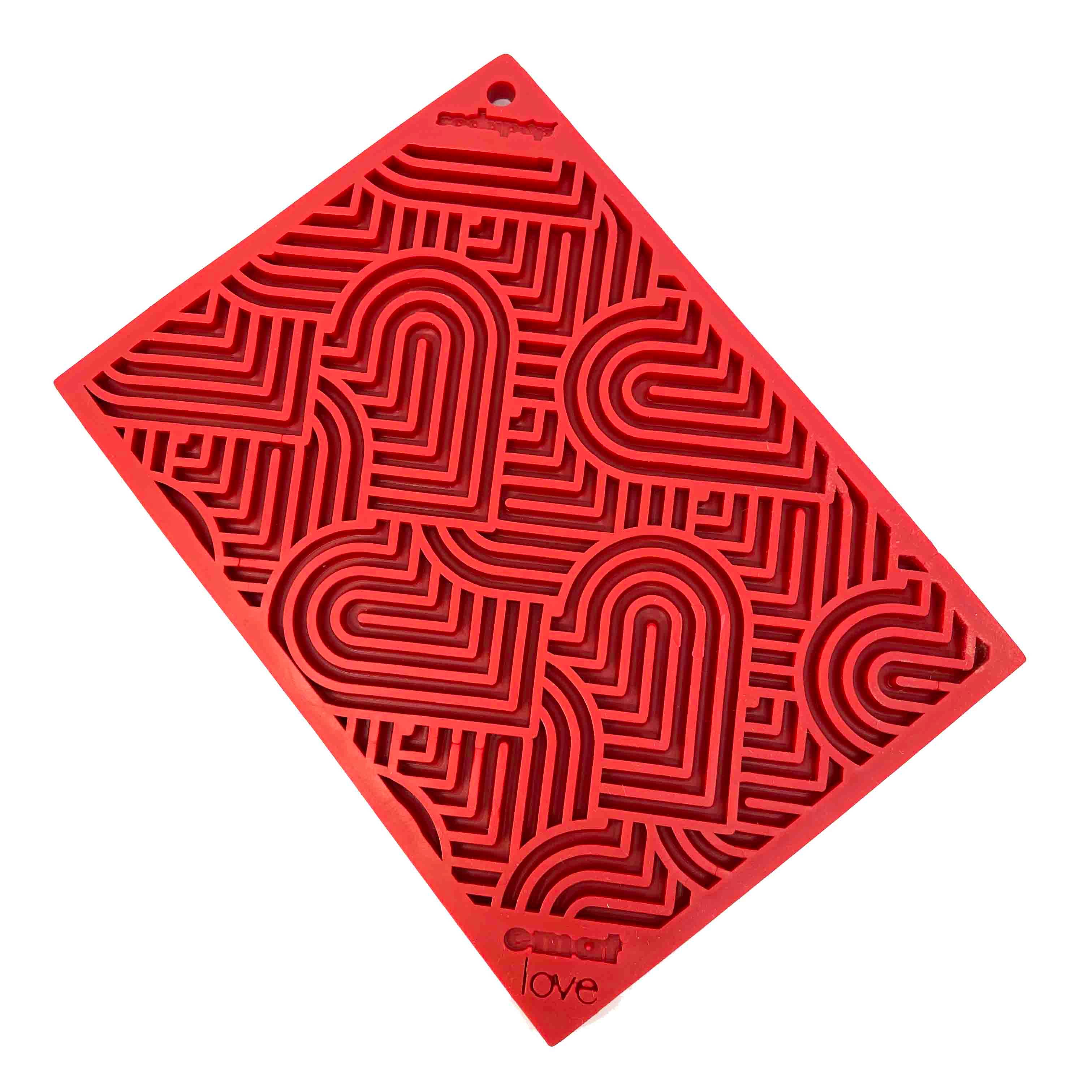 SodaPup - Heart Design "Love" Emat Enrichment Lick Mat - Red