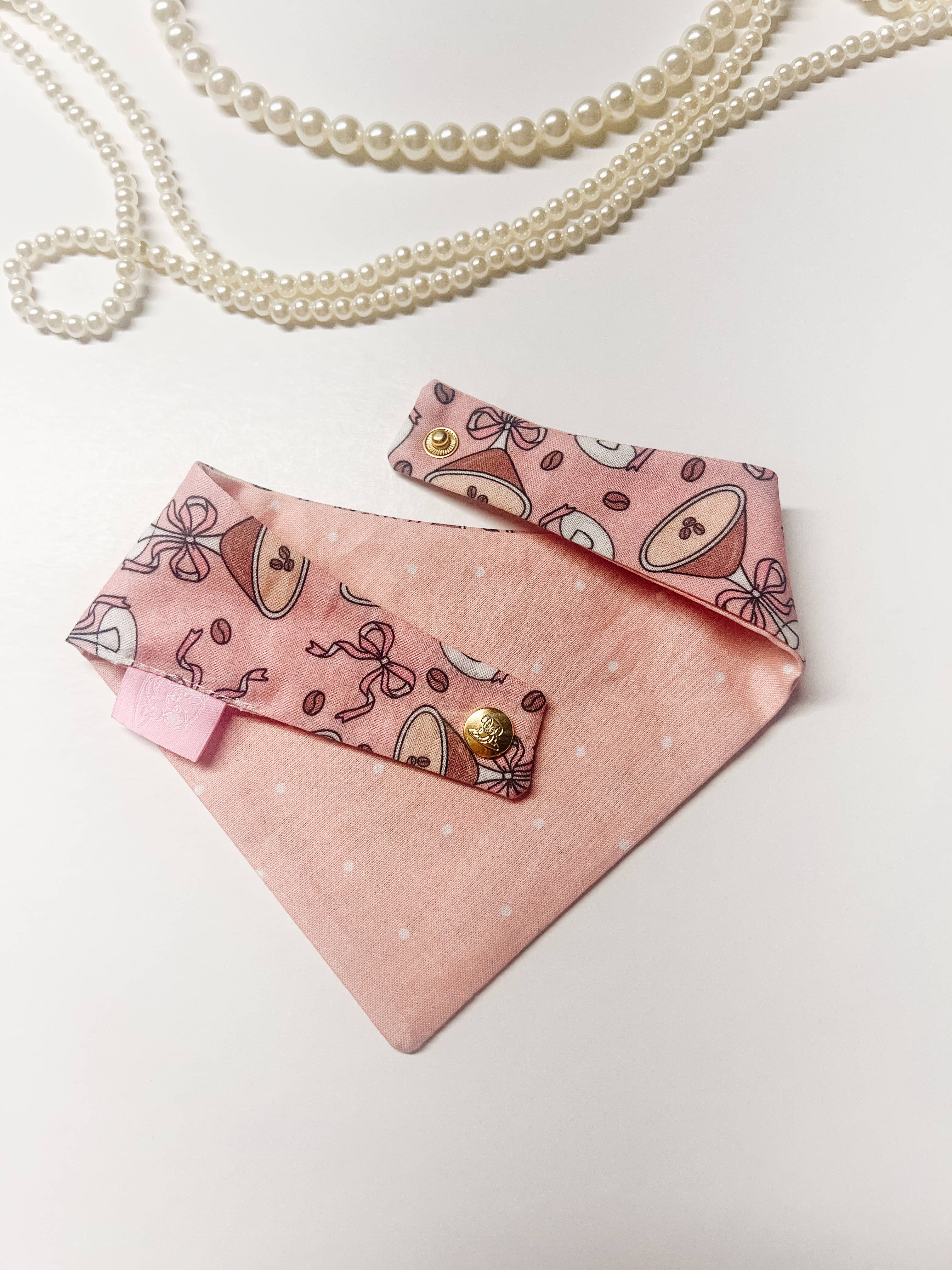 StellaLoo - Coquette Martini Snap-On Reversible Dog Bandana, Curved Neck