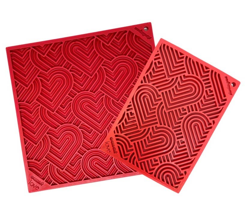 SodaPup - Heart Design "Love" Emat Enrichment Lick Mat - Red