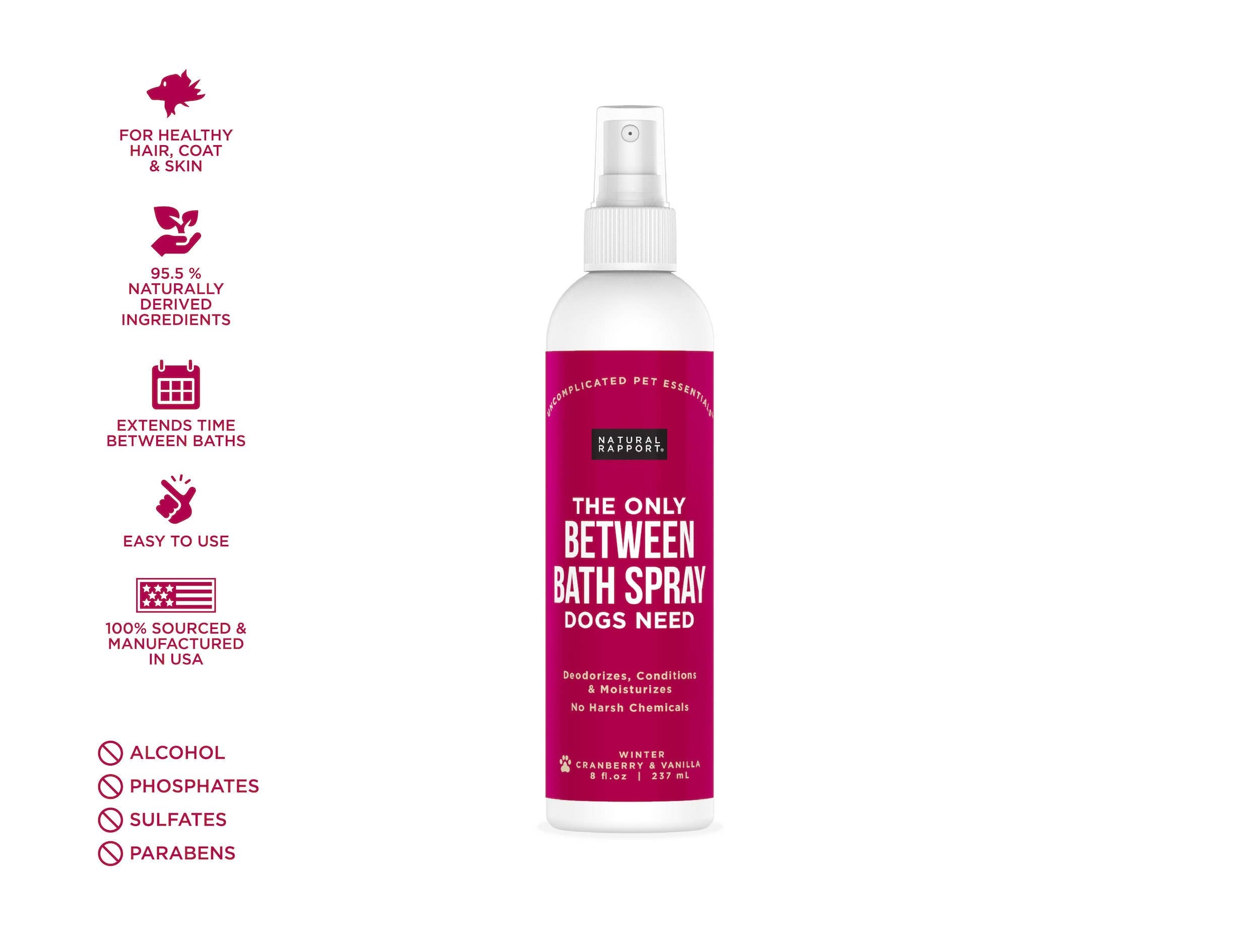 Natural Rapport - The Only Between Bath Spray Dogs Need - Cranberry & Vanilla