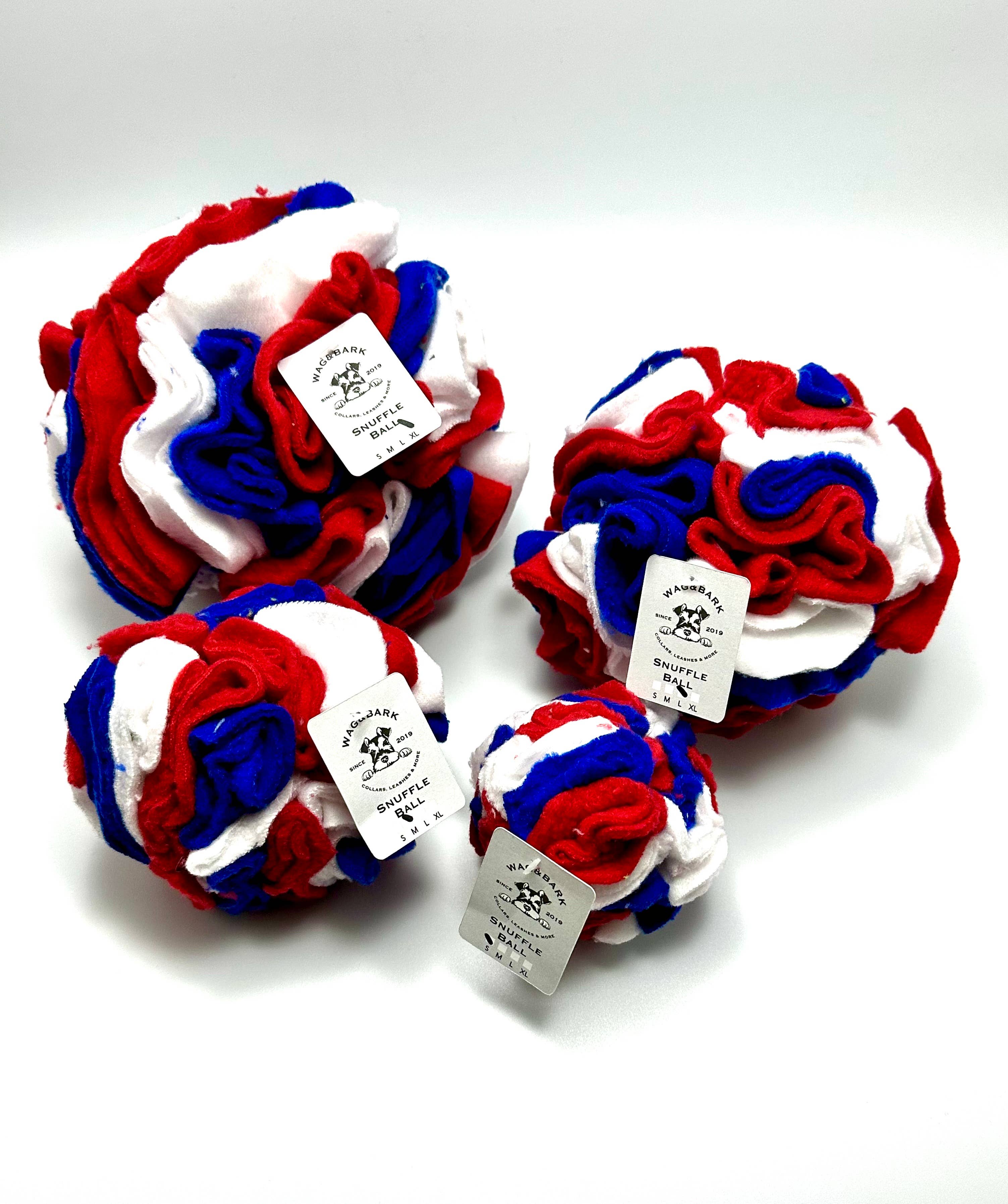 Wag and Bark - Snuffle Ball Brain Toy Red White and Blue
