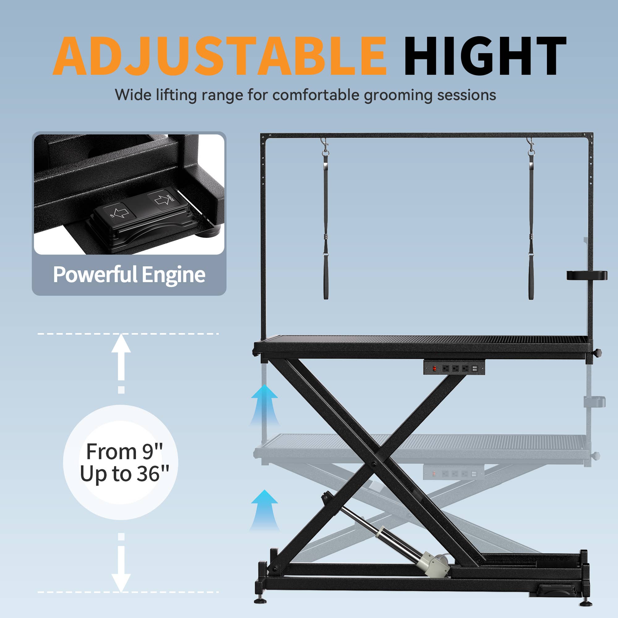 39F Inc. - 50" Electric Dog Grooming Table with Adjustable Height,Black