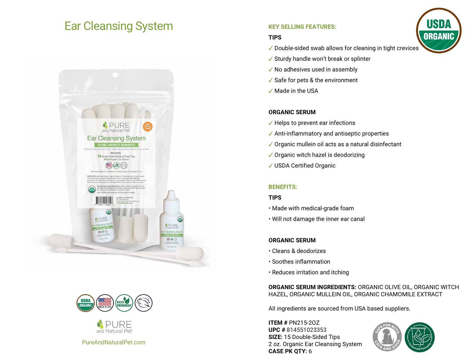 Pure and Natural Pet - Ear Cleansing Systems (Dogs or Cats)