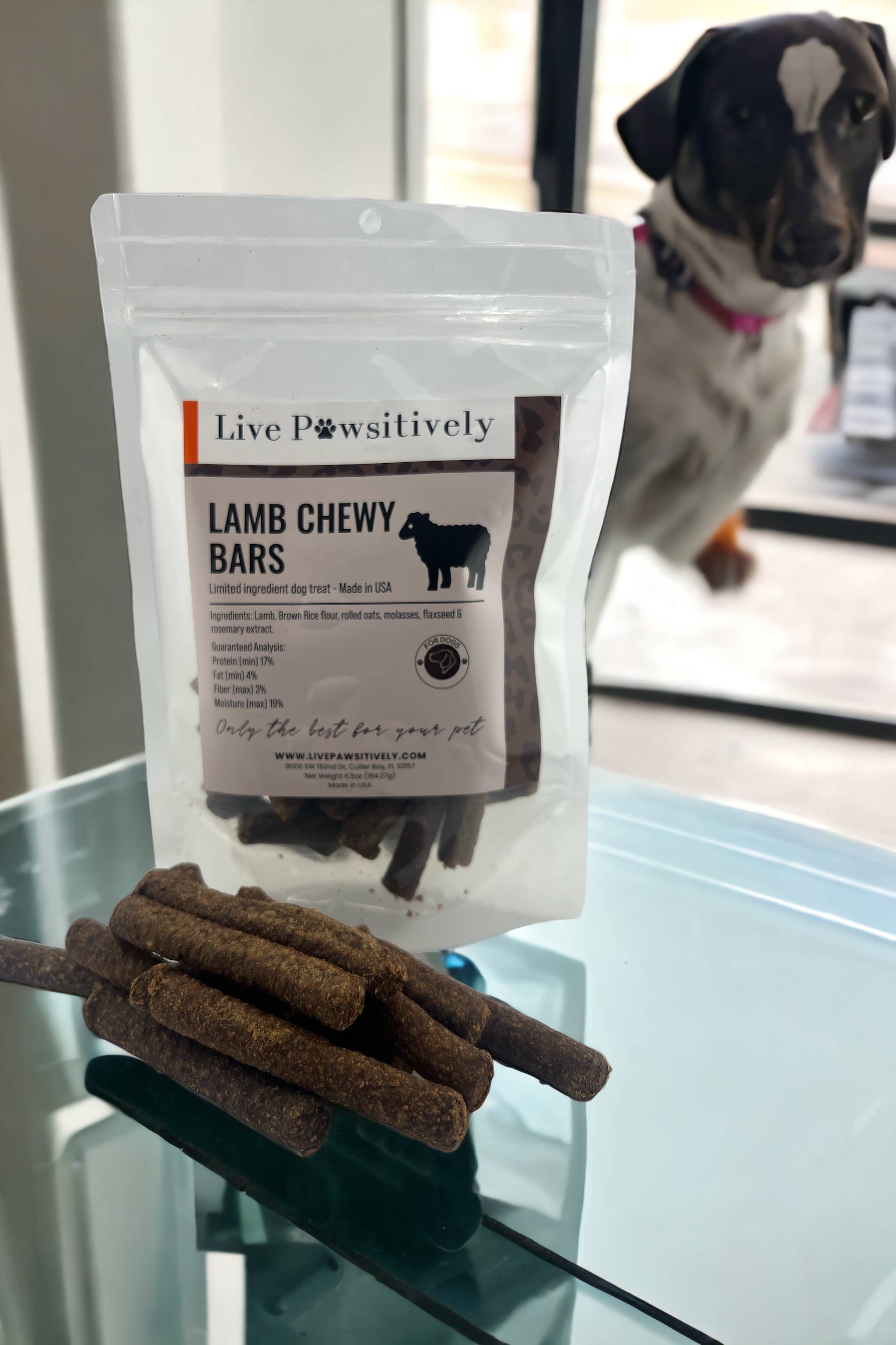 Live Pawsitive - Lamb Chewy Bars, soft limited ingredient dog treat, USA