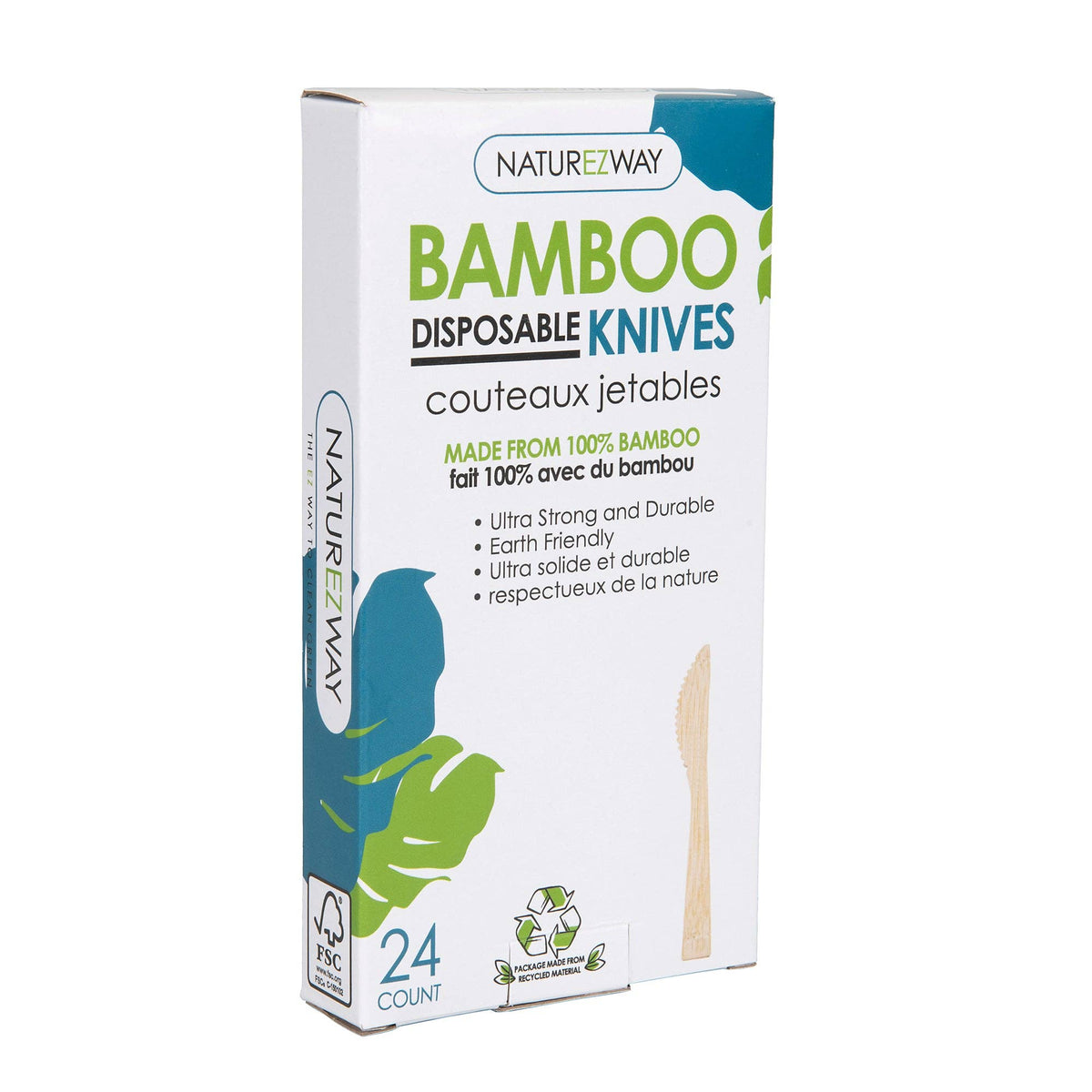 NatureZway - 24 PACK, Bamboo Disposable Cutlery - Disposable- Reusable