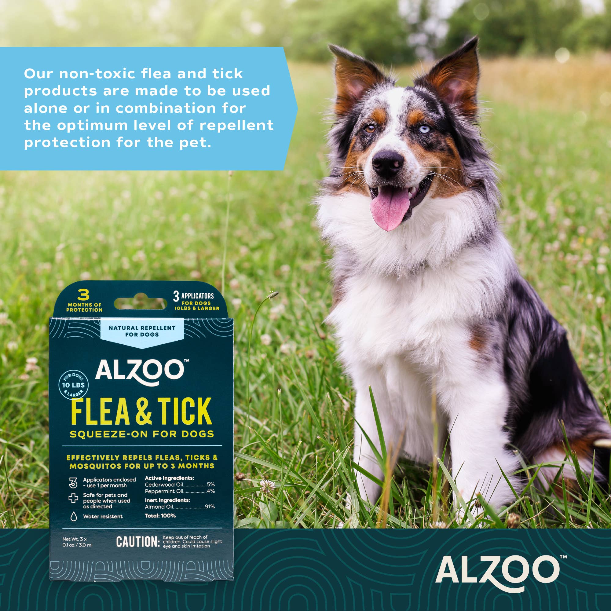 ALZOO - ALZOO™ Plant-Based Flea & Tick Repellent Squeeze-On for Dogs