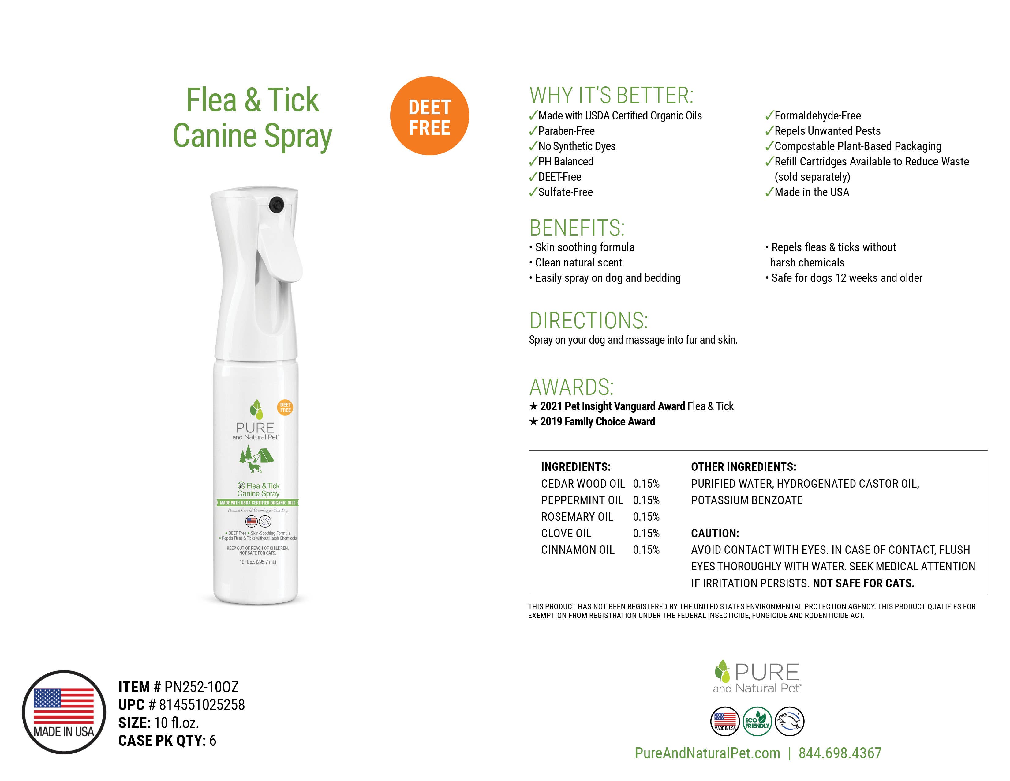 Pure and Natural Pet - Flea & Tick Canine Spray - Dogs