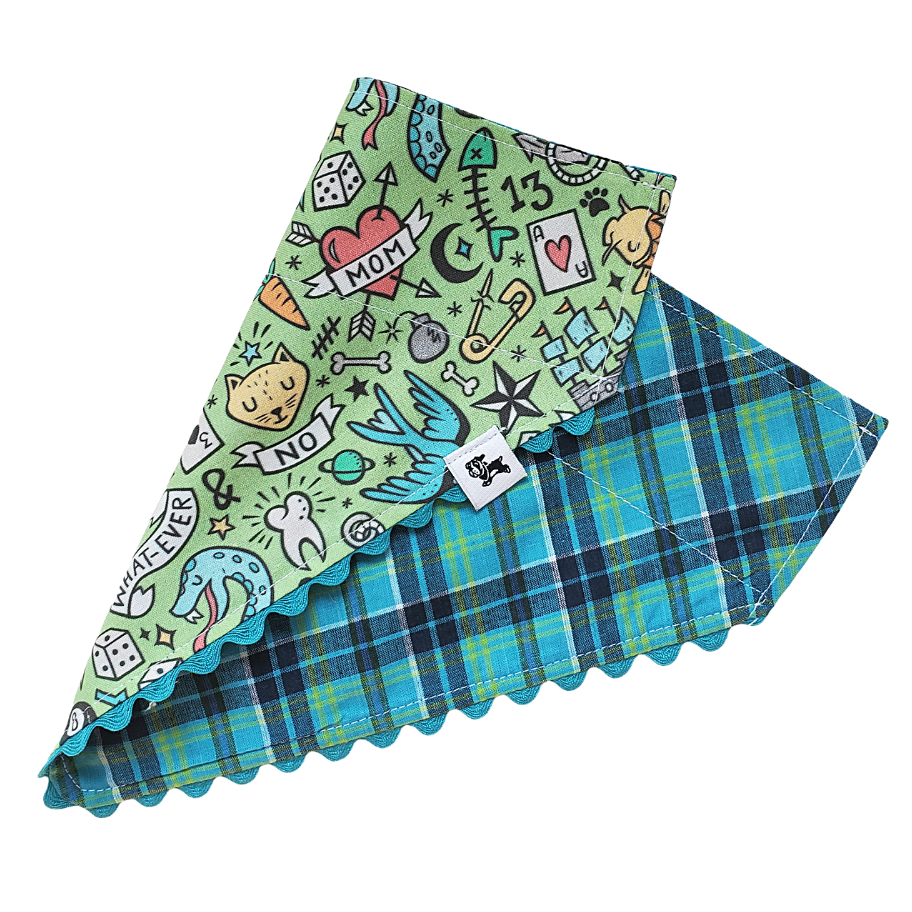 Charlie & the Hound - Tattoo - Reversible Dog Collar Bandana