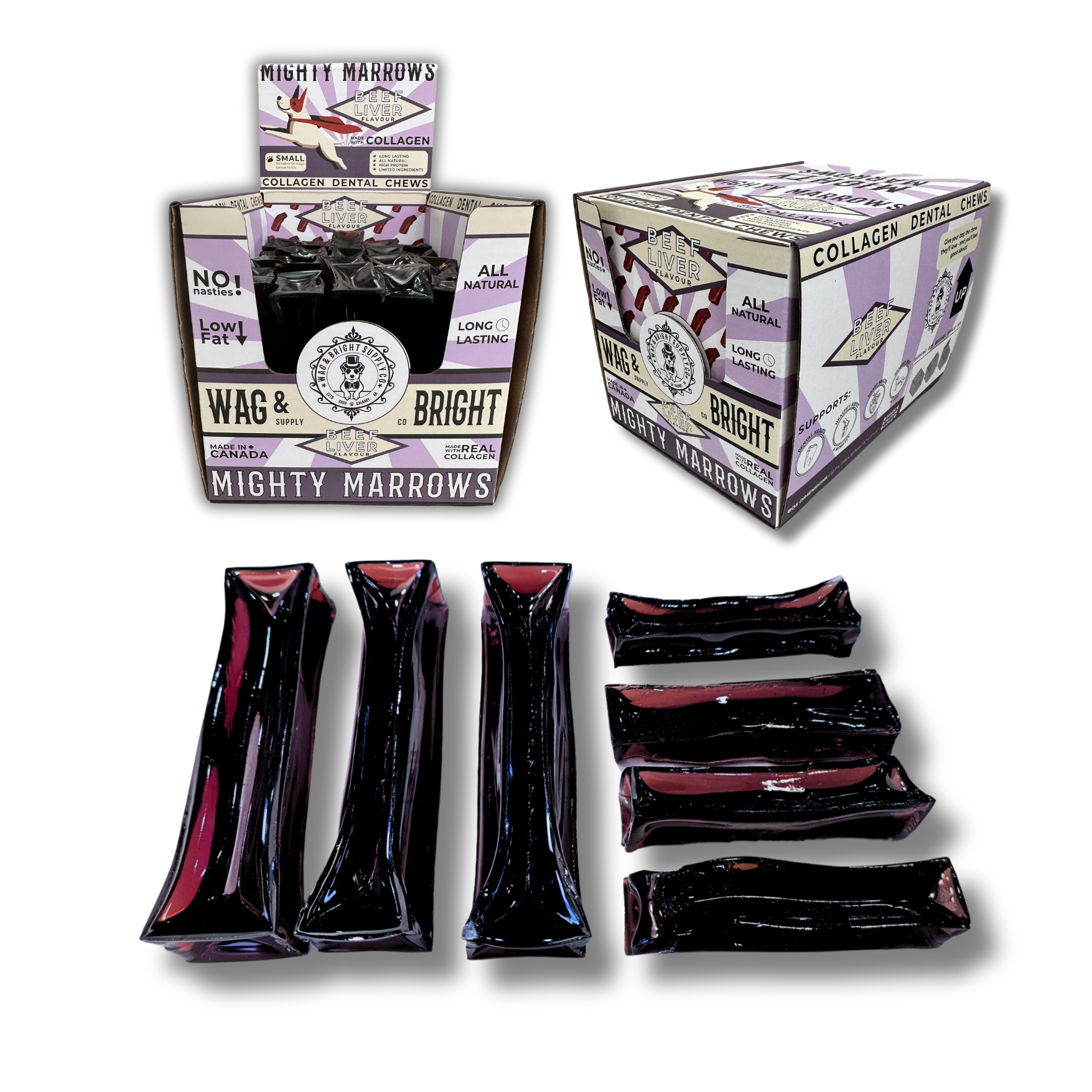 Wag & Bright Supply Co. - Mighty Marrows Collagen Dental Chew - Beef Liver - Large