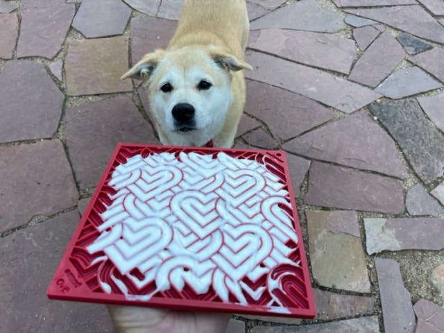 SodaPup - Heart Design "Love" Emat Enrichment Lick Mat - Red