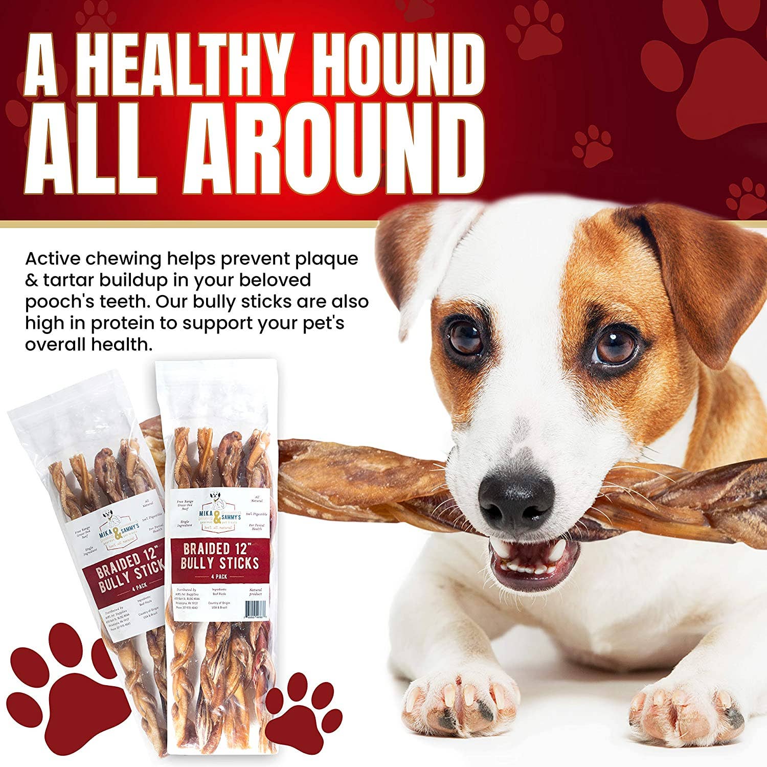 Mika and Sammy's Gourmet Pet Treats - Braided Bully Sticks