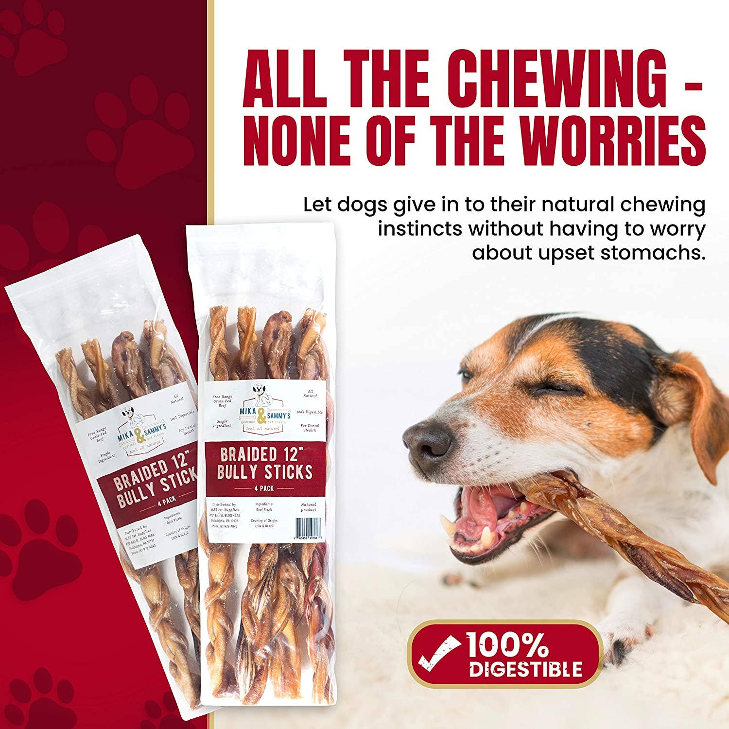 Mika and Sammy's Gourmet Pet Treats - Braided Bully Sticks