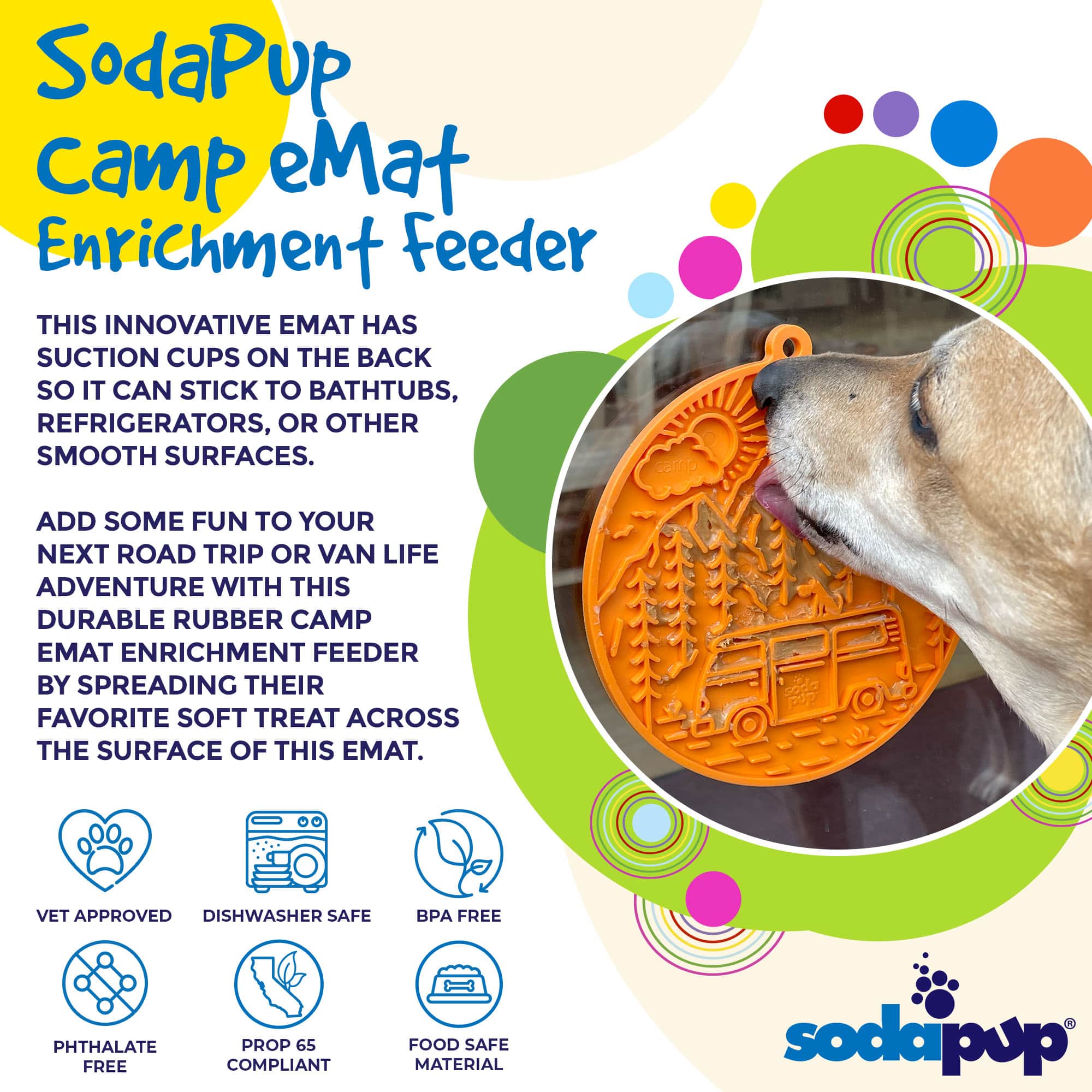 SodaPup - Camp eMat Enrichment Lick Mat With Suction Cups