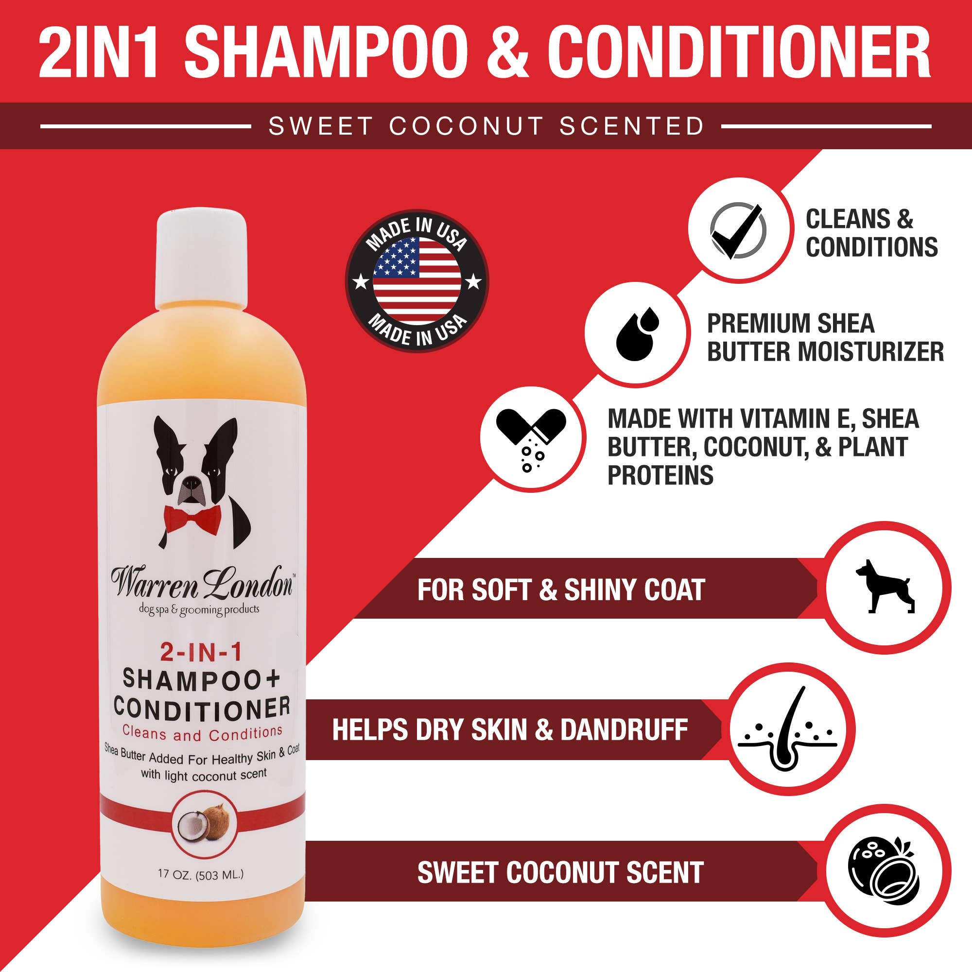 Warren London Dog Products - Shampoo: 2in1 plus Conditioner - 2 Sizes