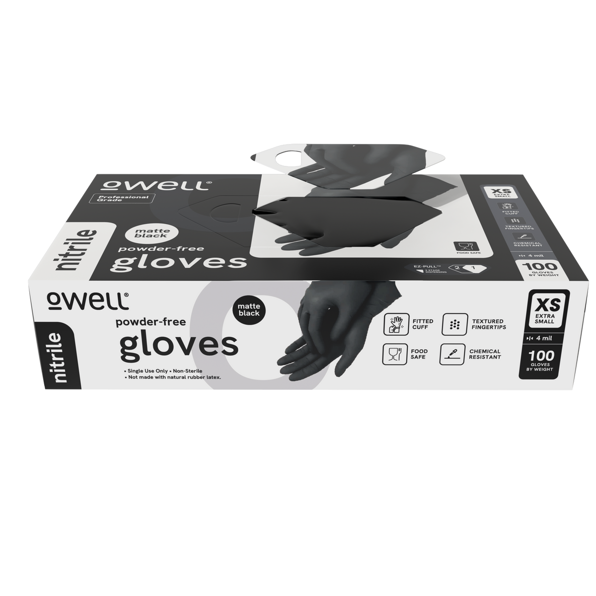 OWELL LLC - OWELL Black 4mil Nitrile Disposable Gloves (100 Count)