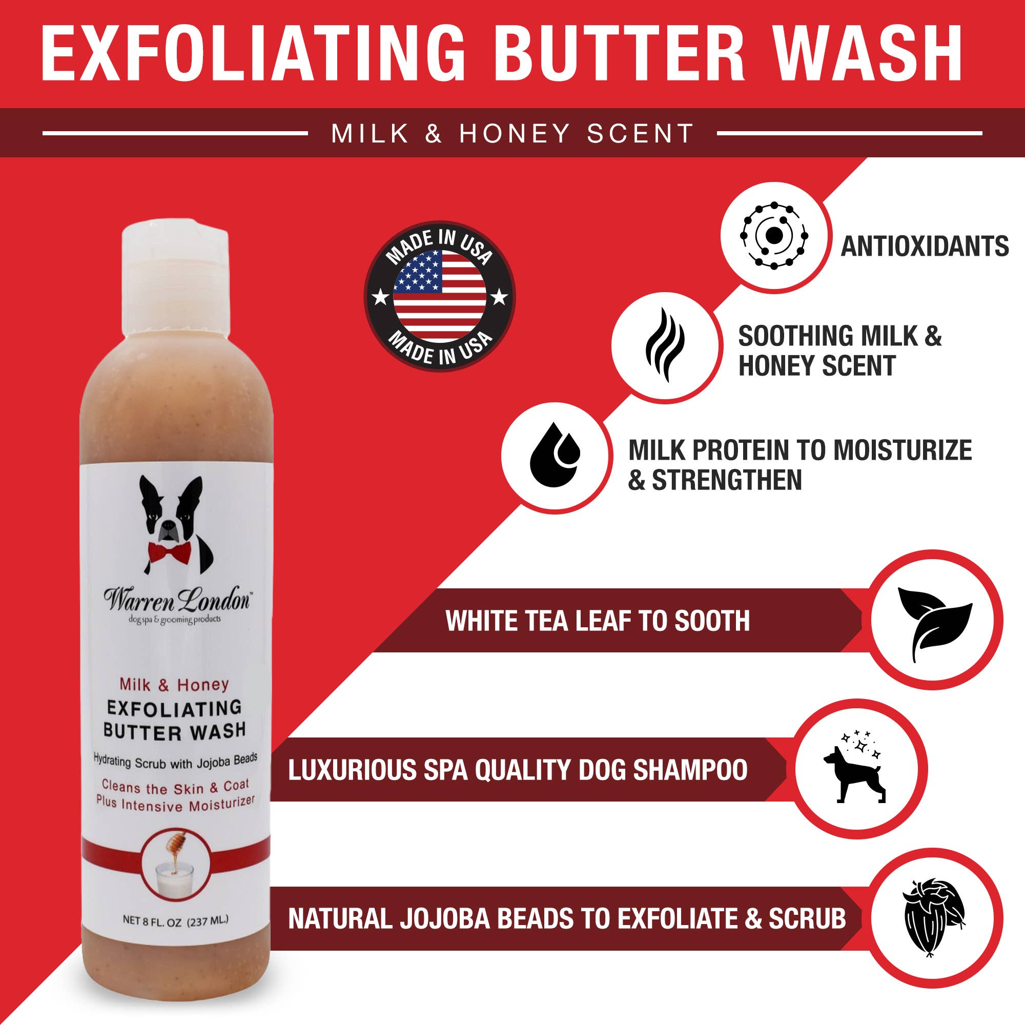 Warren London Dog Products - Exfoliating Butter Wash Dog Shampoo - 2 Scents - 2 Sizes