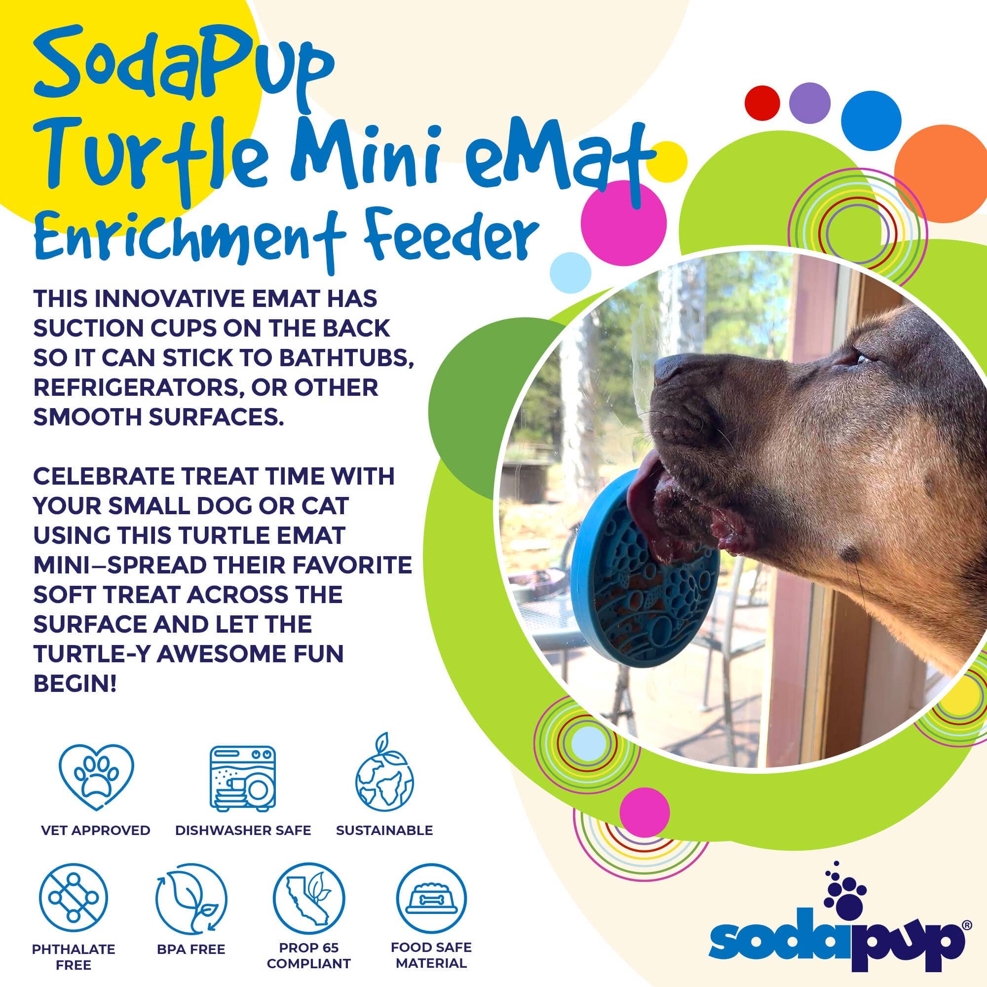 SodaPup - Turtle emat-mini Enrichment Lick Mat With Suction Cups