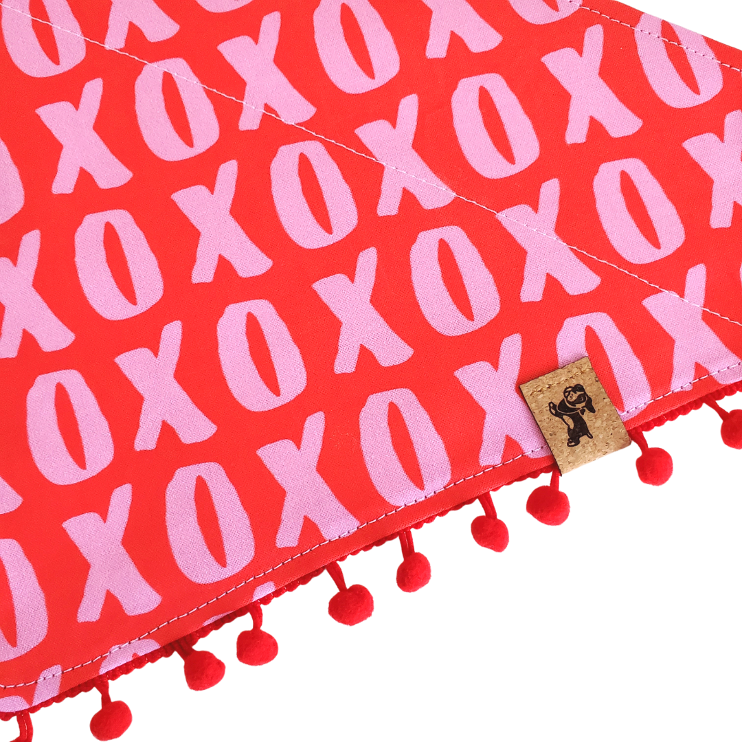 Charlie & the Hound - Red & Pink XOXO - Reversible Dog Collar Bandana