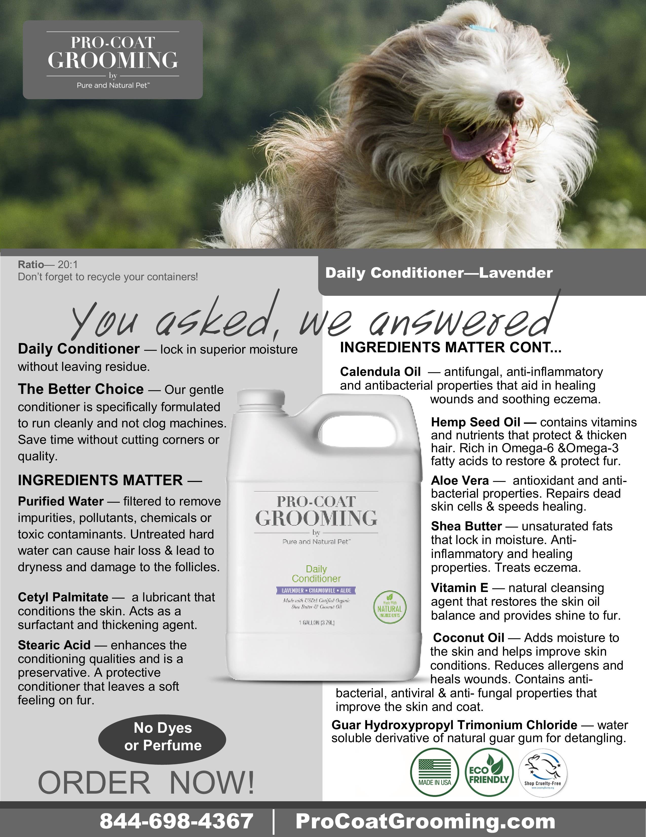 Pure and Natural Pet - Daily Conditioner (Lavender • Chamomile • Aloe) - Dogs