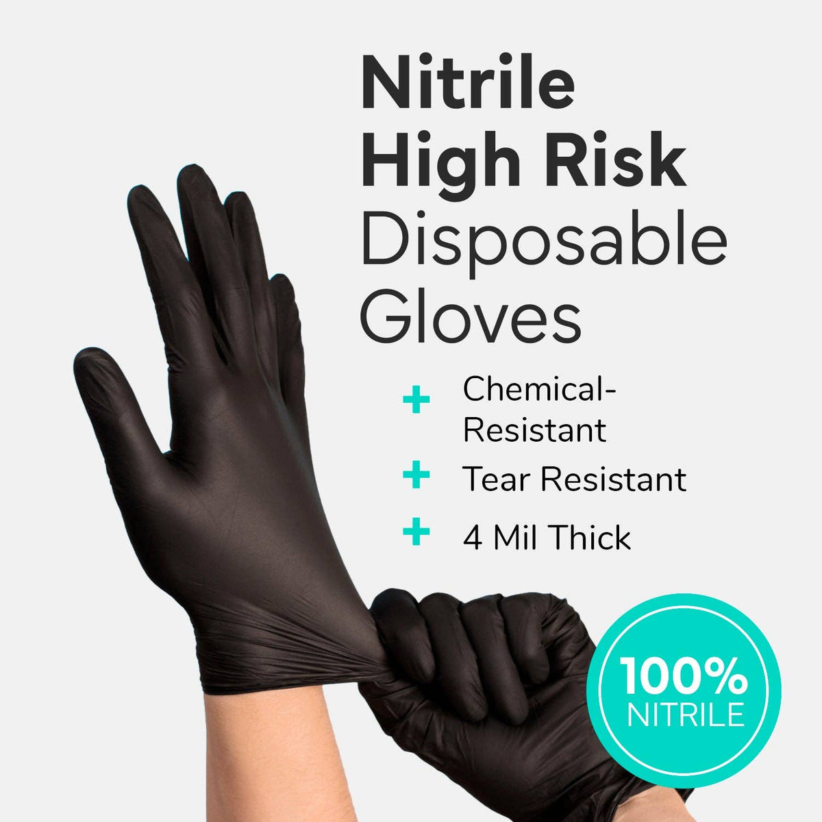 OWELL LLC - OWELL Black 4mil Nitrile Disposable Gloves (100 Count)
