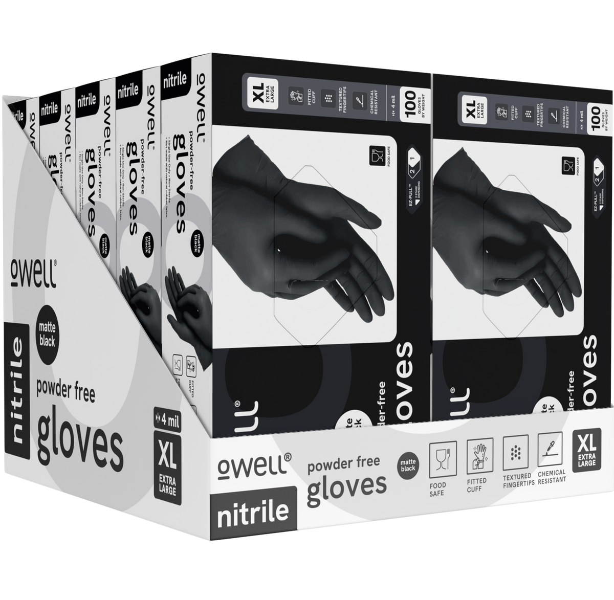 OWELL LLC - OWELL Black 4mil Nitrile Disposable Gloves (100 Count)