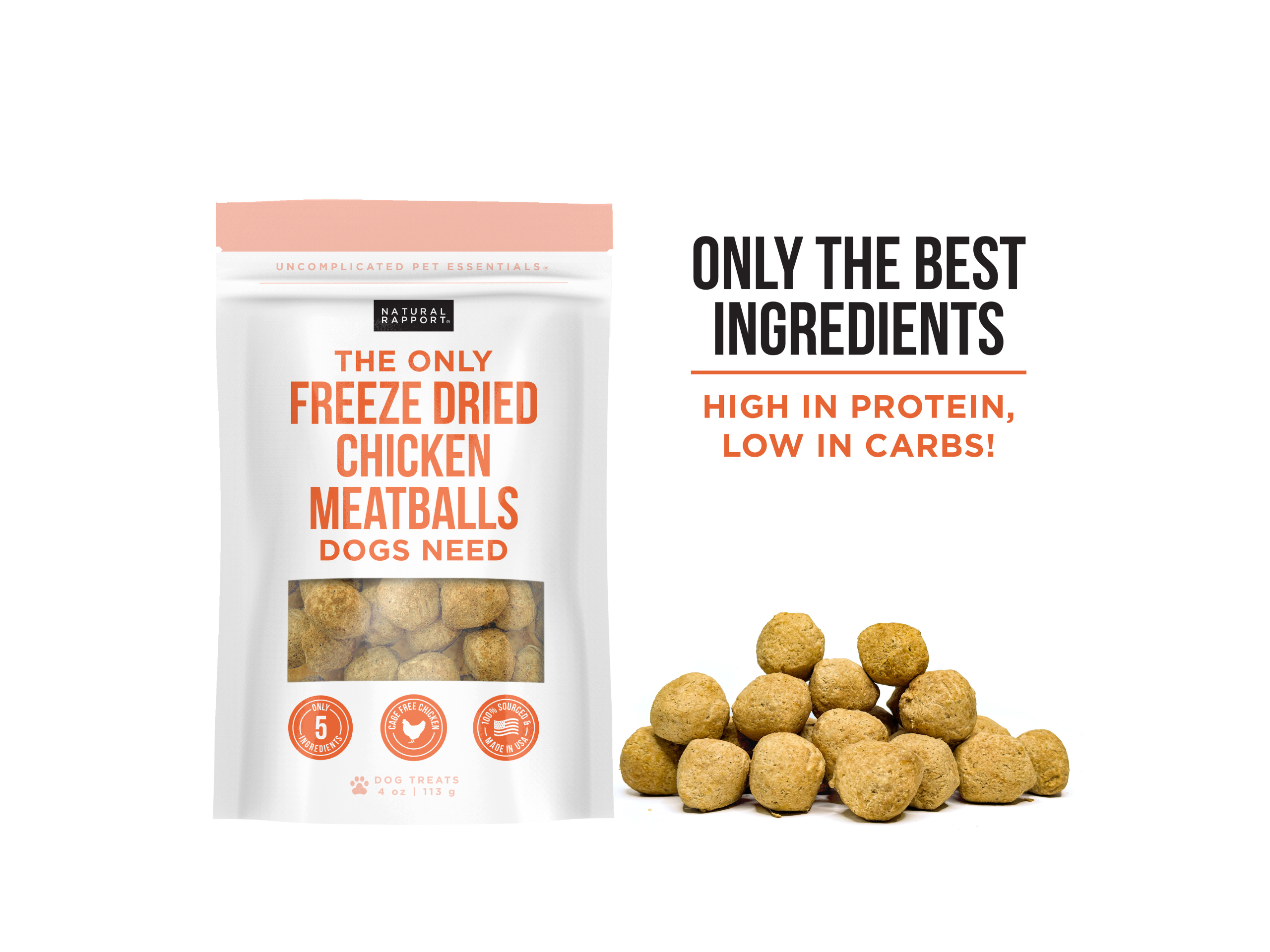 Natural Rapport - The Only Freeze Dried Chicken Meatballs Dogs Need