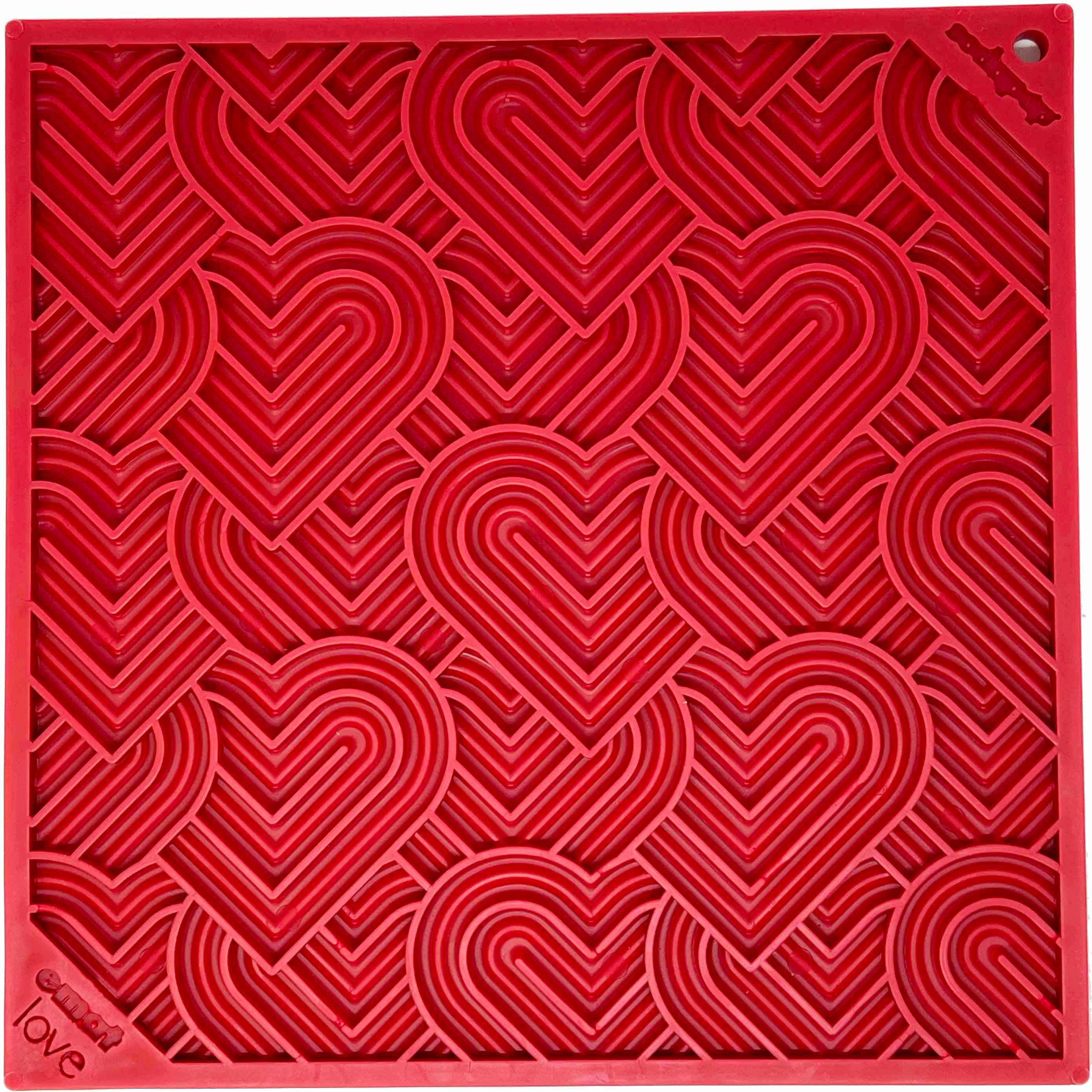 SodaPup - Heart Design "Love" Emat Enrichment Lick Mat - Red