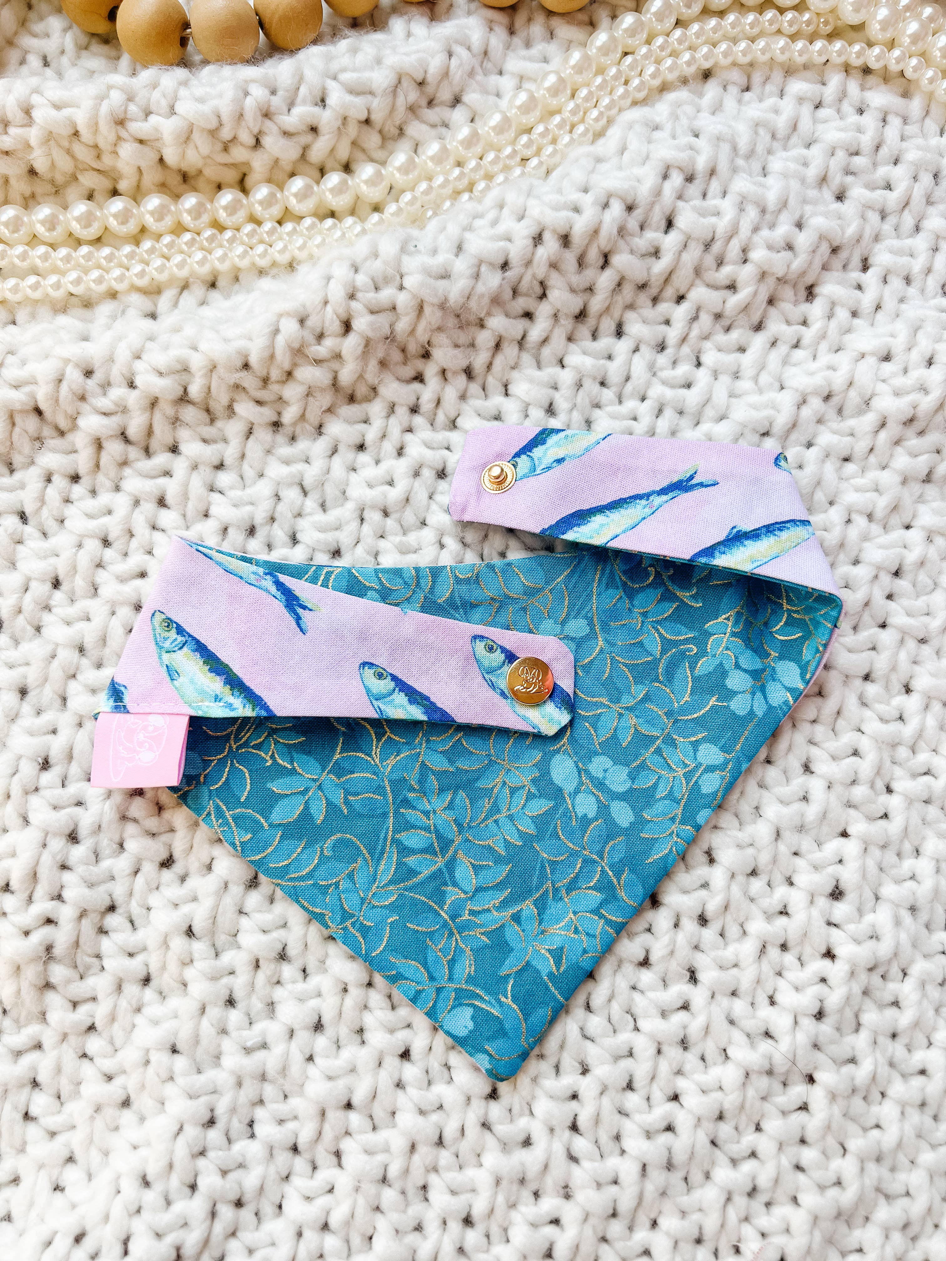 StellaLoo - Summer Beach Snap-On Dog Reversible Bandana, Cotton
