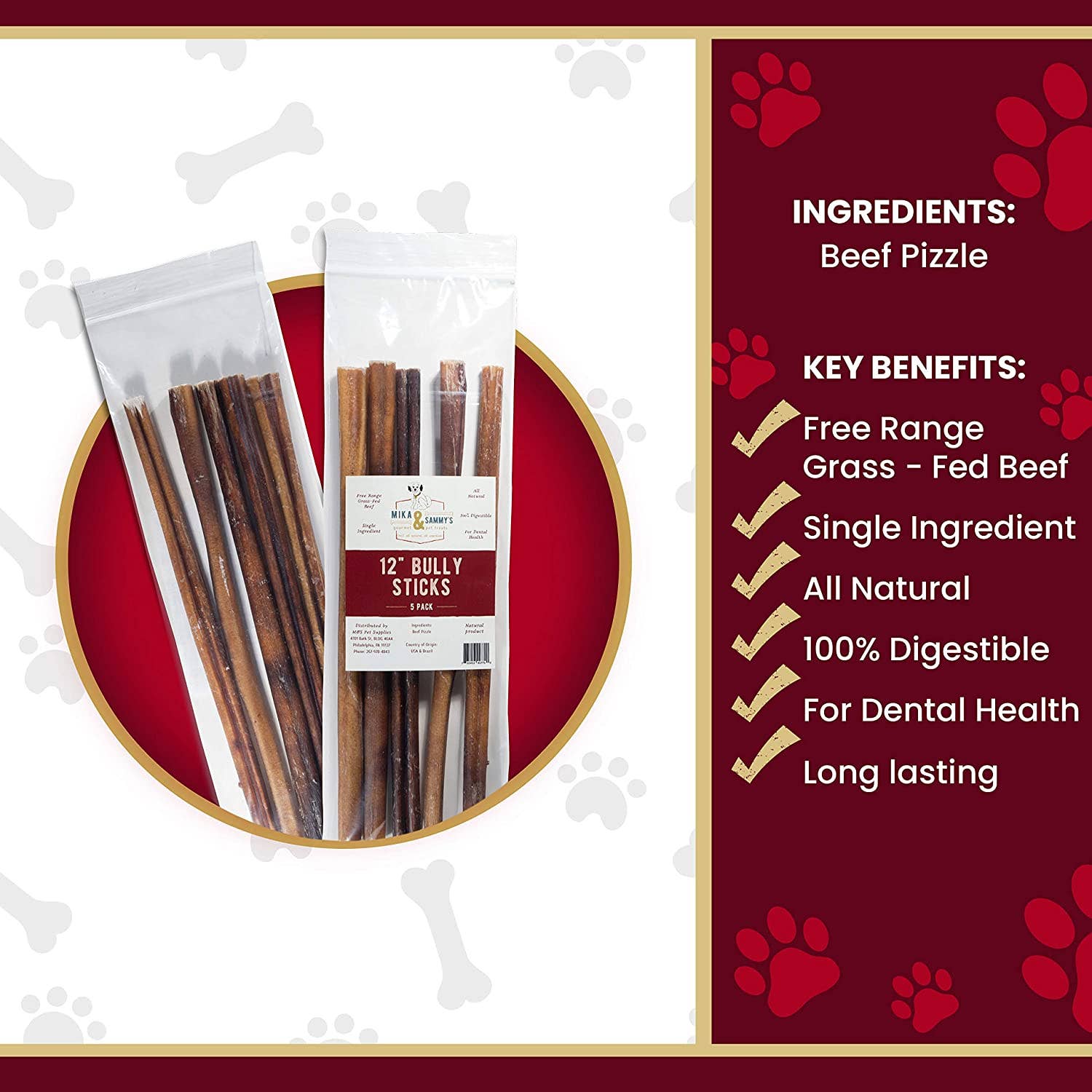 Mika and Sammy's Gourmet Pet Treats - Jumbo Bully Sticks