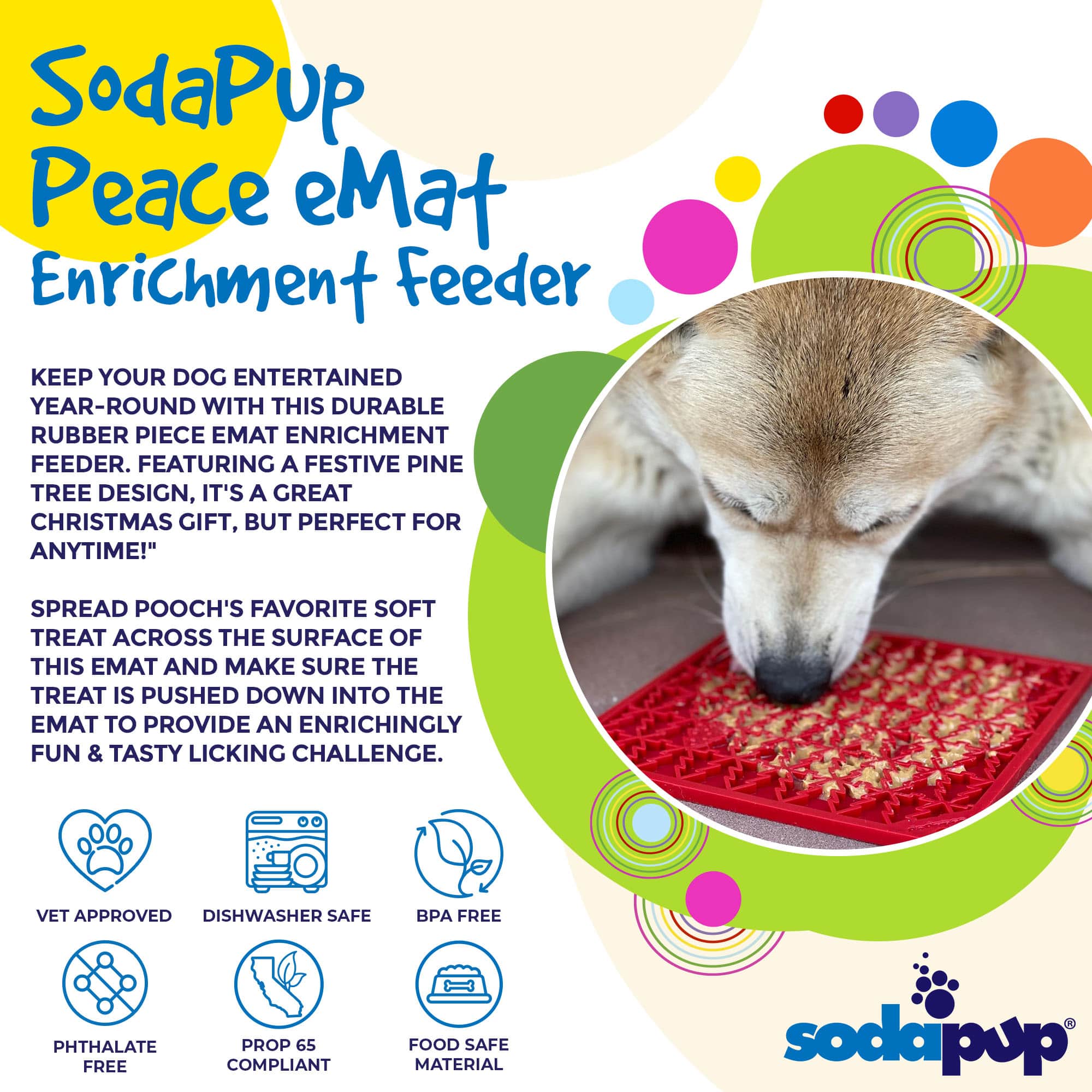 SodaPup - Tree Design "Peace" eMat Enrichment Lick Mat