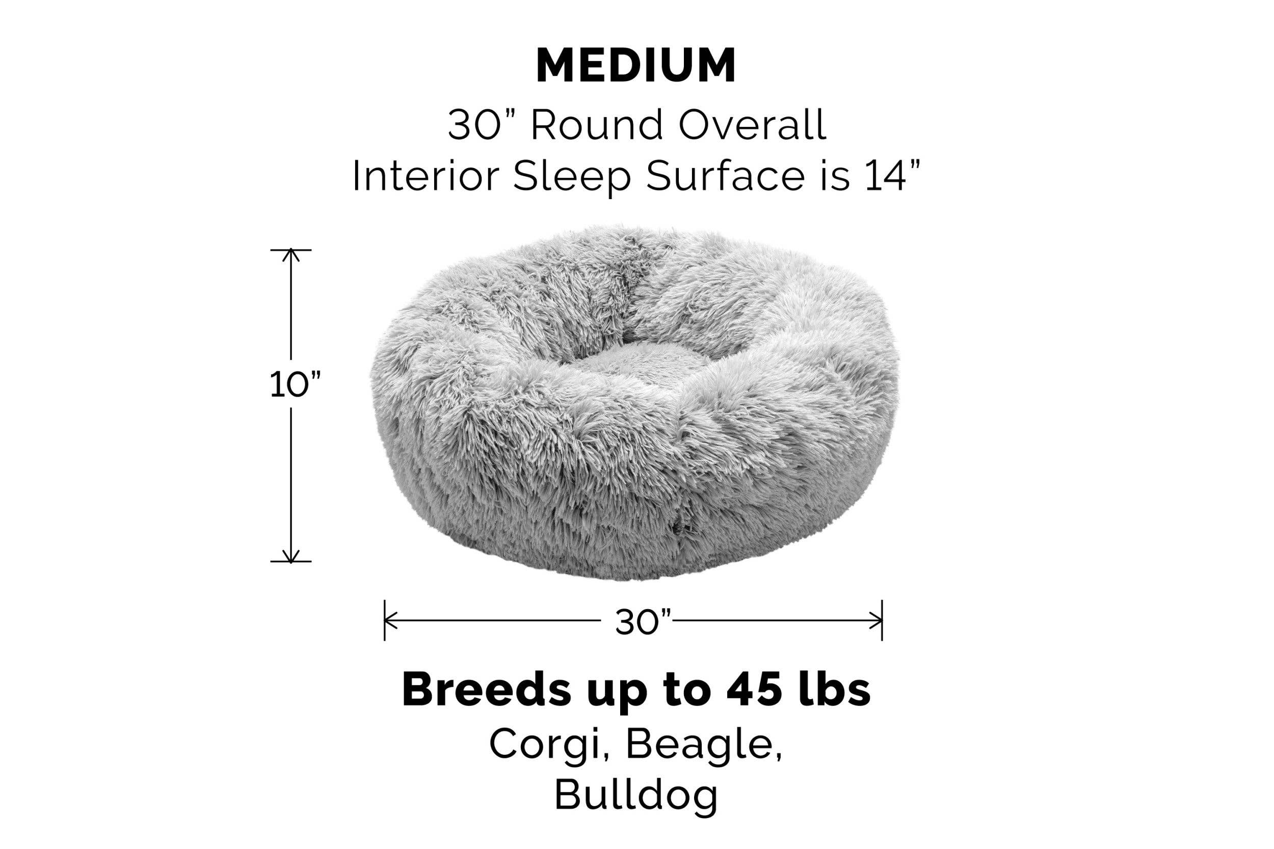 Calming Cuddler Long Fur Donut Dog Bed: Gray