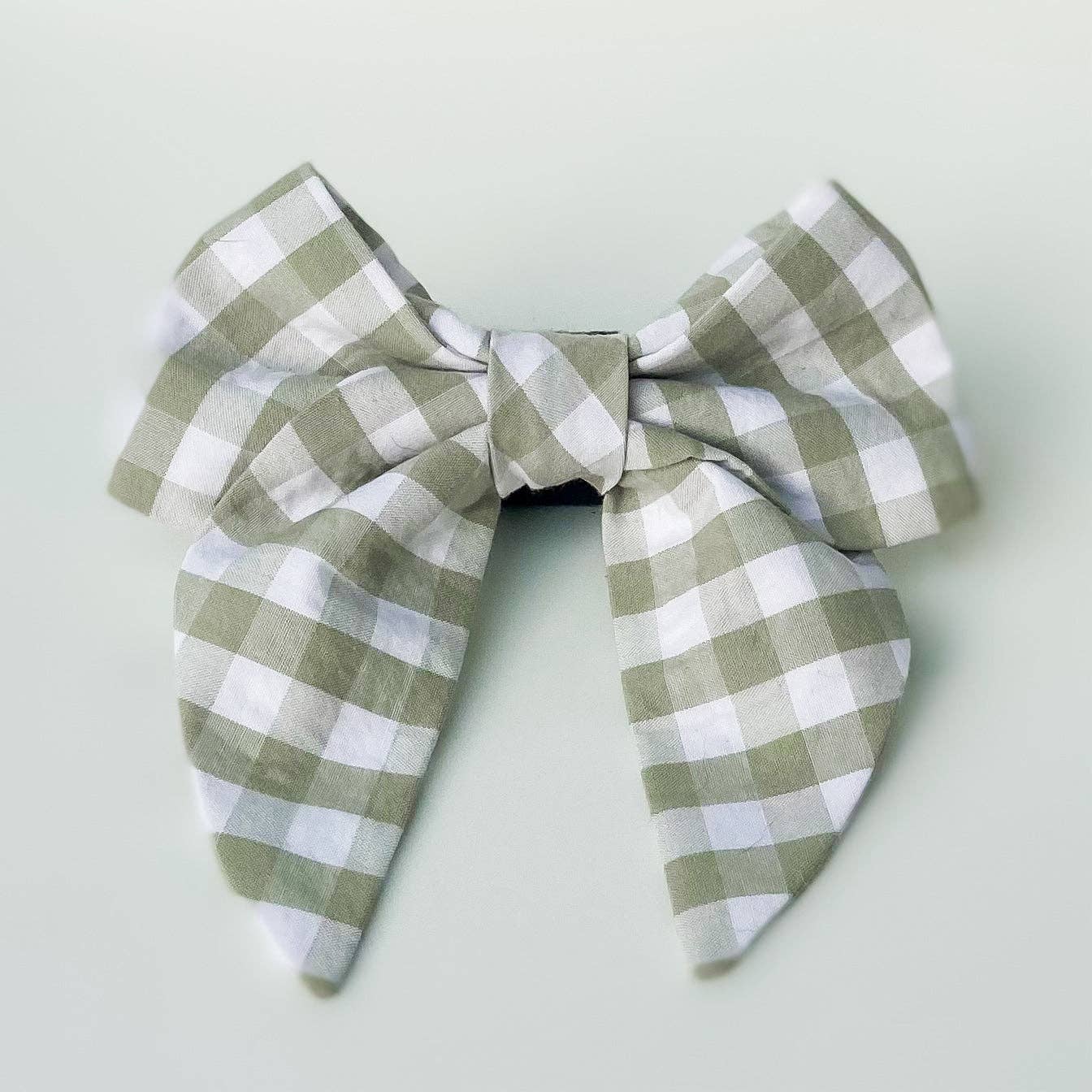 doggish - Sage plaid check gingham sailor dog bow accessory