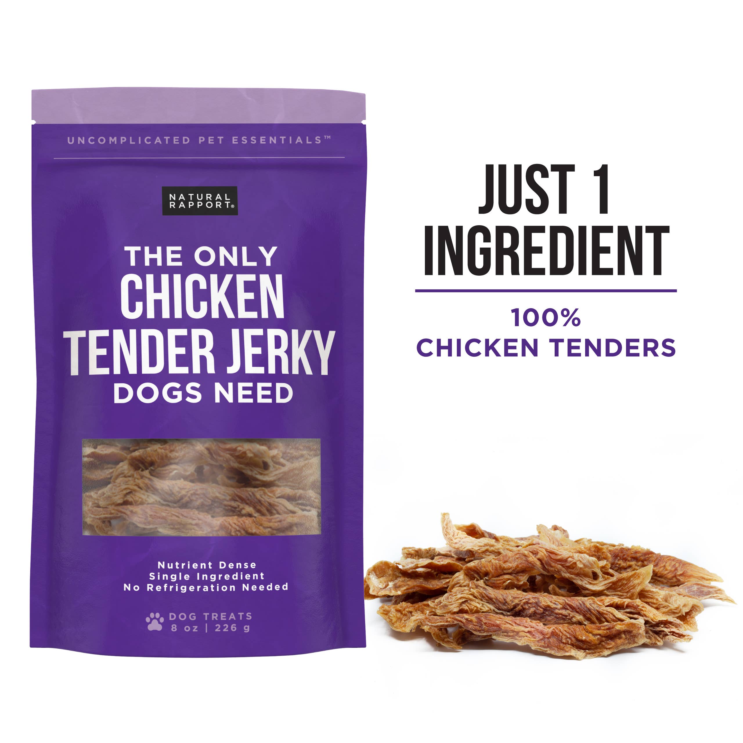The Only Chicken Tender Jerky Dogs Need: 8 oz bag