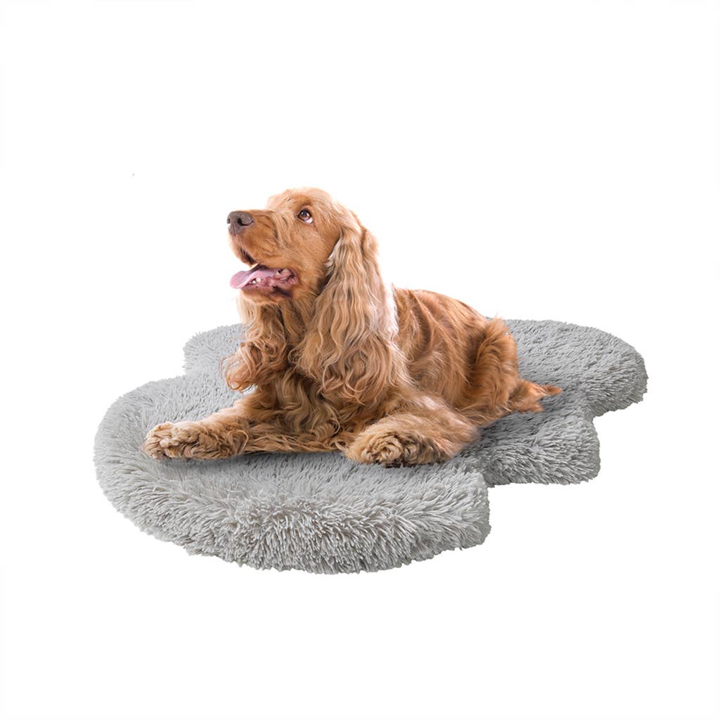 Olliix - Faux Fur Orthopedic Dog Bed Rug with Cover, Grey