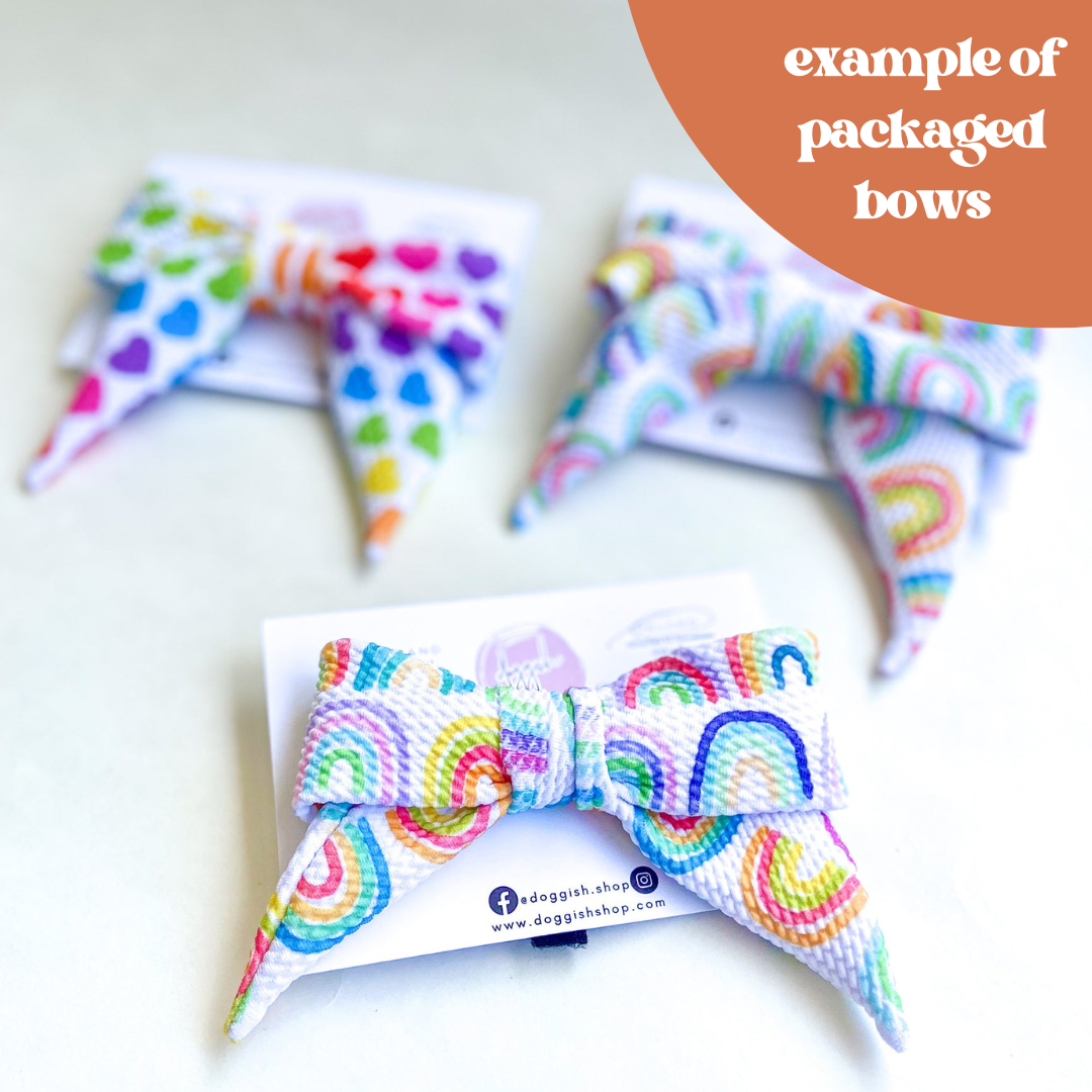 doggish - Rainbow stripes seersucker dog bow tie pet accessory
