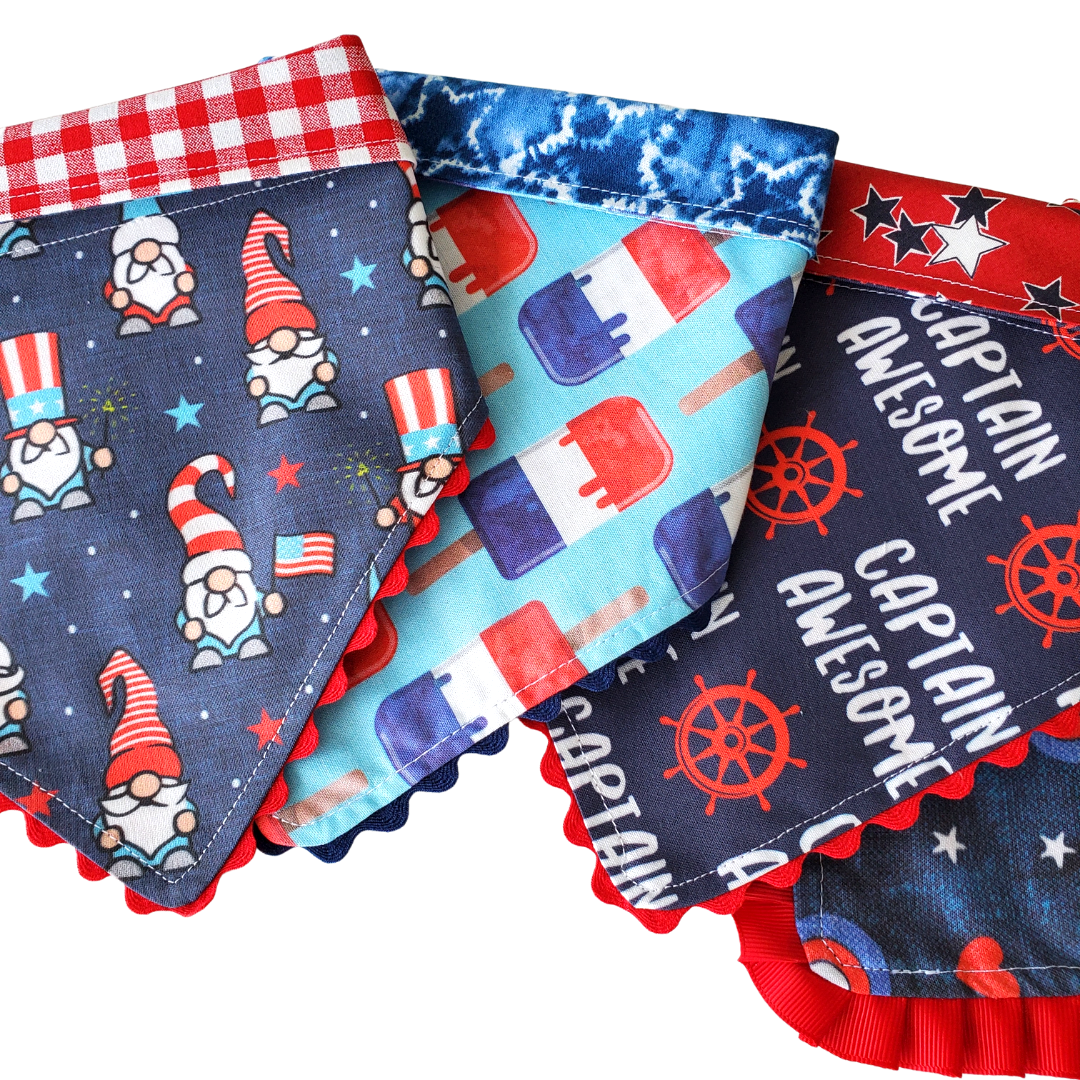 Charlie & the Hound - Patriotic Gnomes - Reversible Dog Collar Bandana