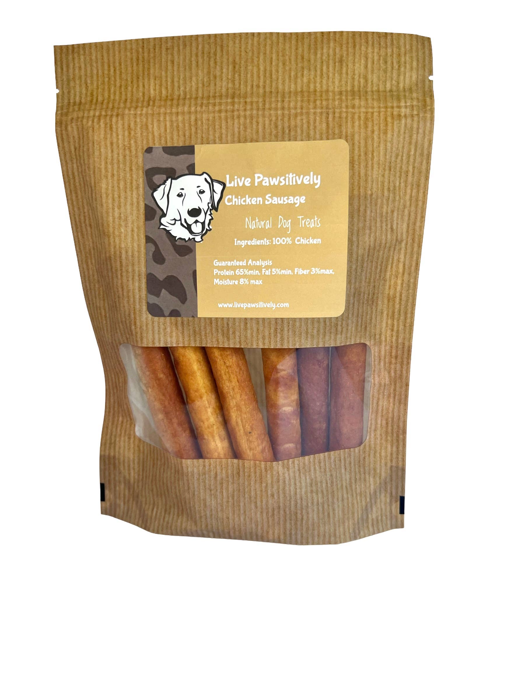 Live Pawsitive - Chicken Sausage for Dogs, Single ingredient treat, 6 per pkg