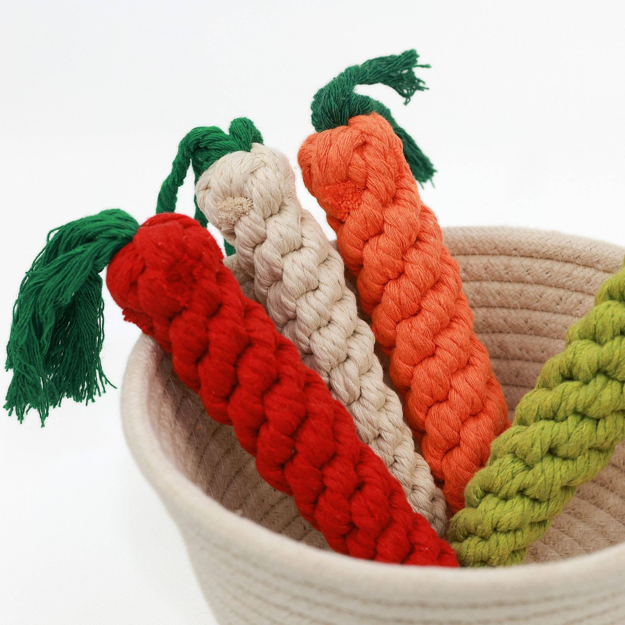 Handmade Sustainable Carrot Rope Chew Toys for Puppies