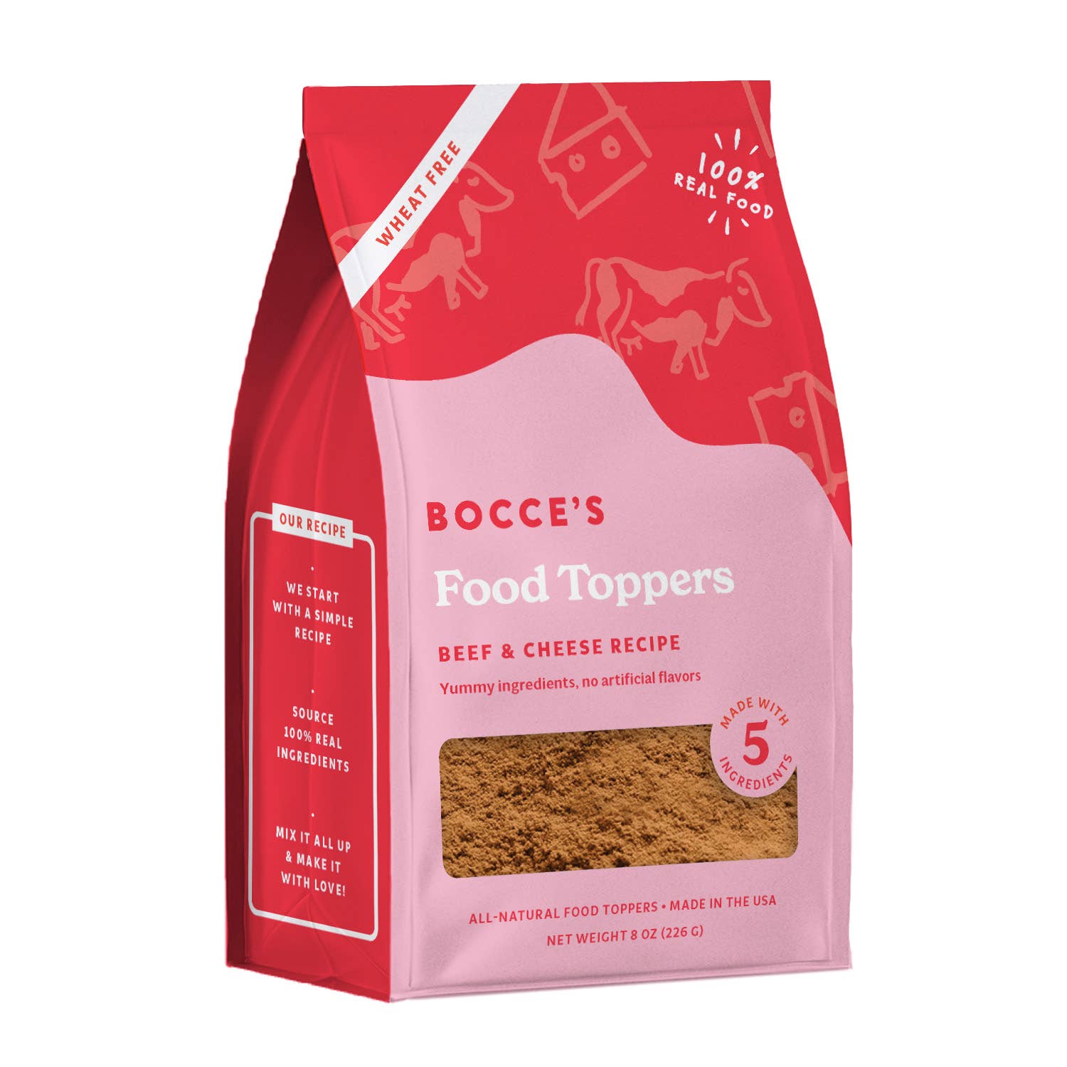 Bocce's Bakery - Food Toppers Beef & Cheese, 8oz Dog Bags