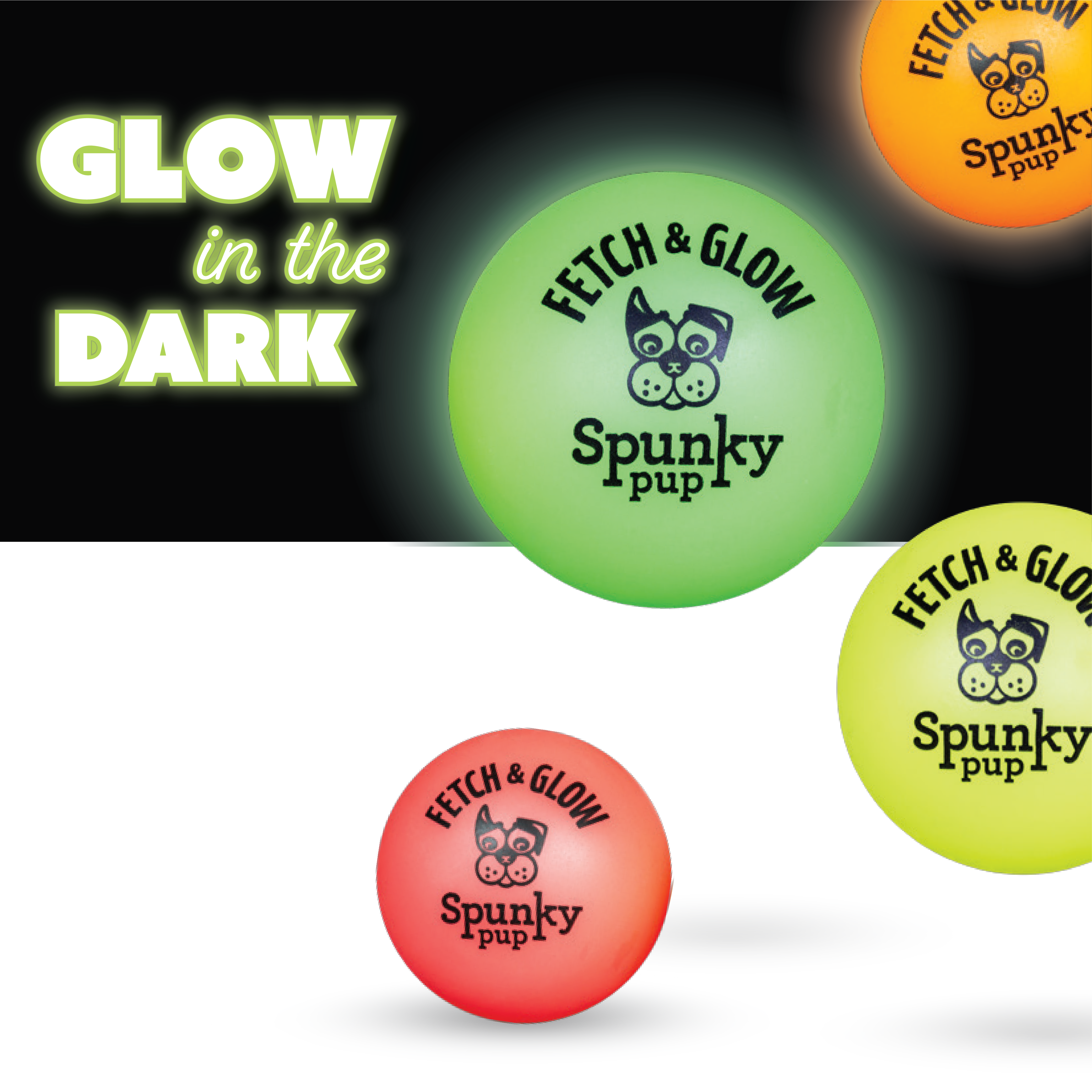 Spunky Pup - Fetch and Glow Ball (Large, Medium, Small)