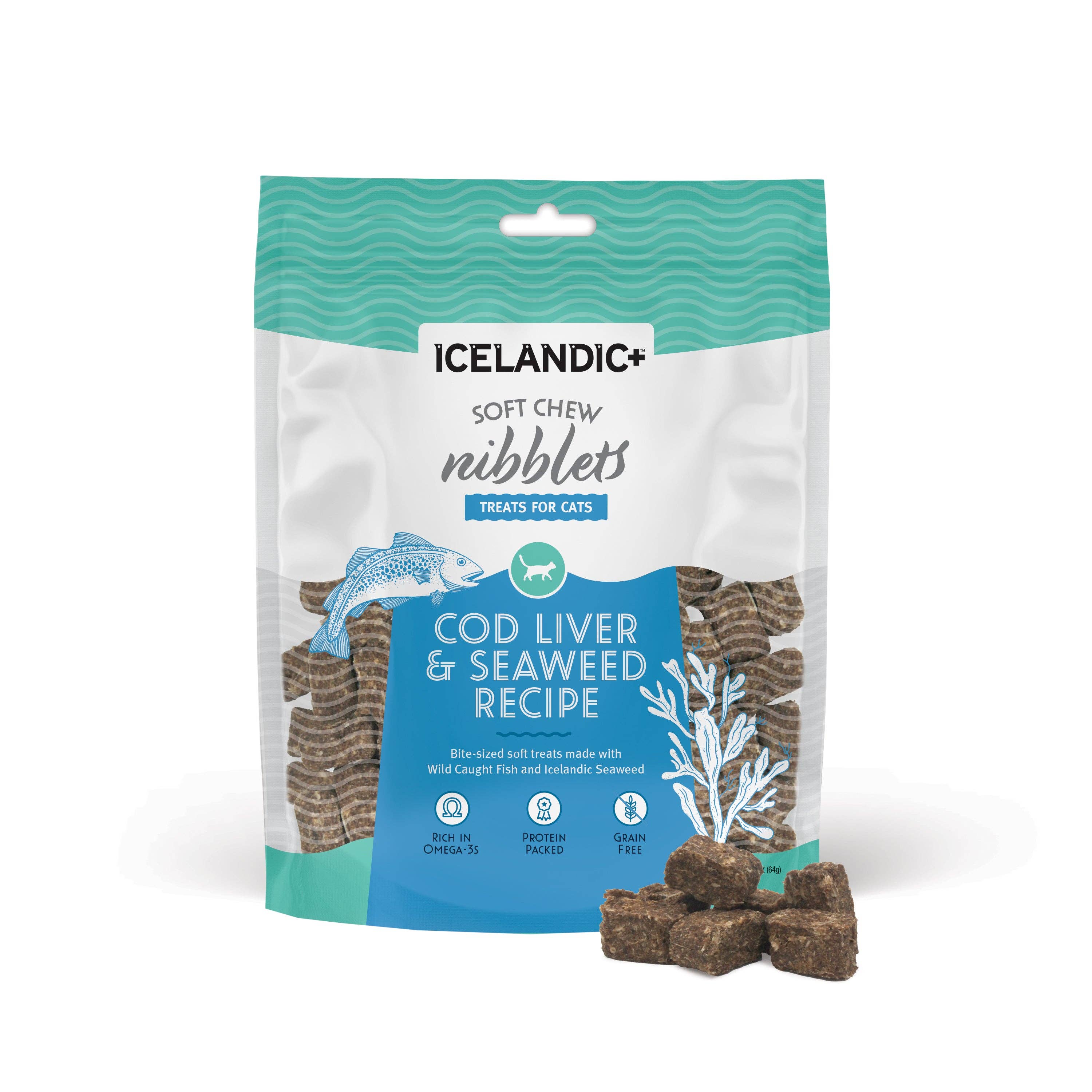 Icelandic+ Soft Chew Nibblets Cod Liver & Seaweed Cat Treats