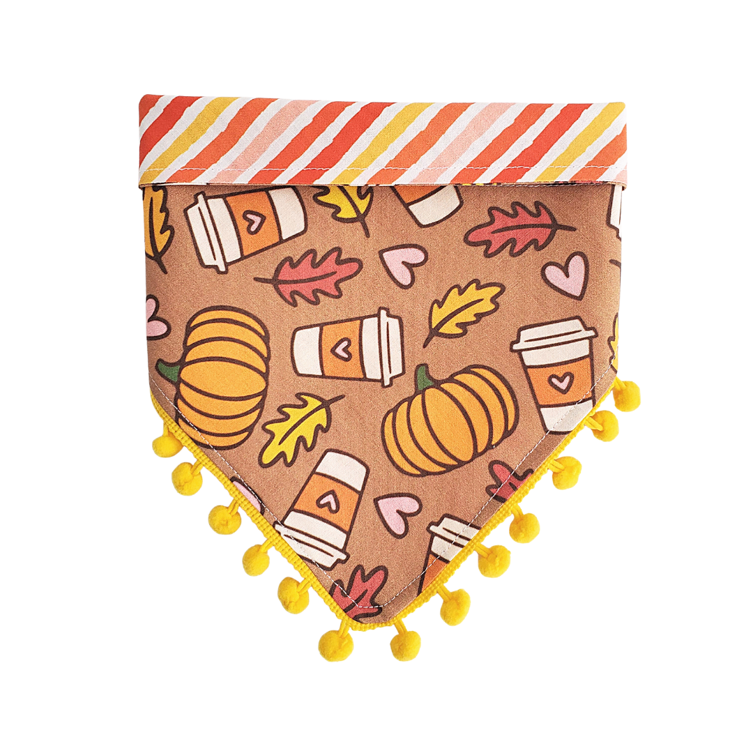 Charlie & the Hound - Pumpkin Spice & Stripes - Reversible Dog Collar Bandana