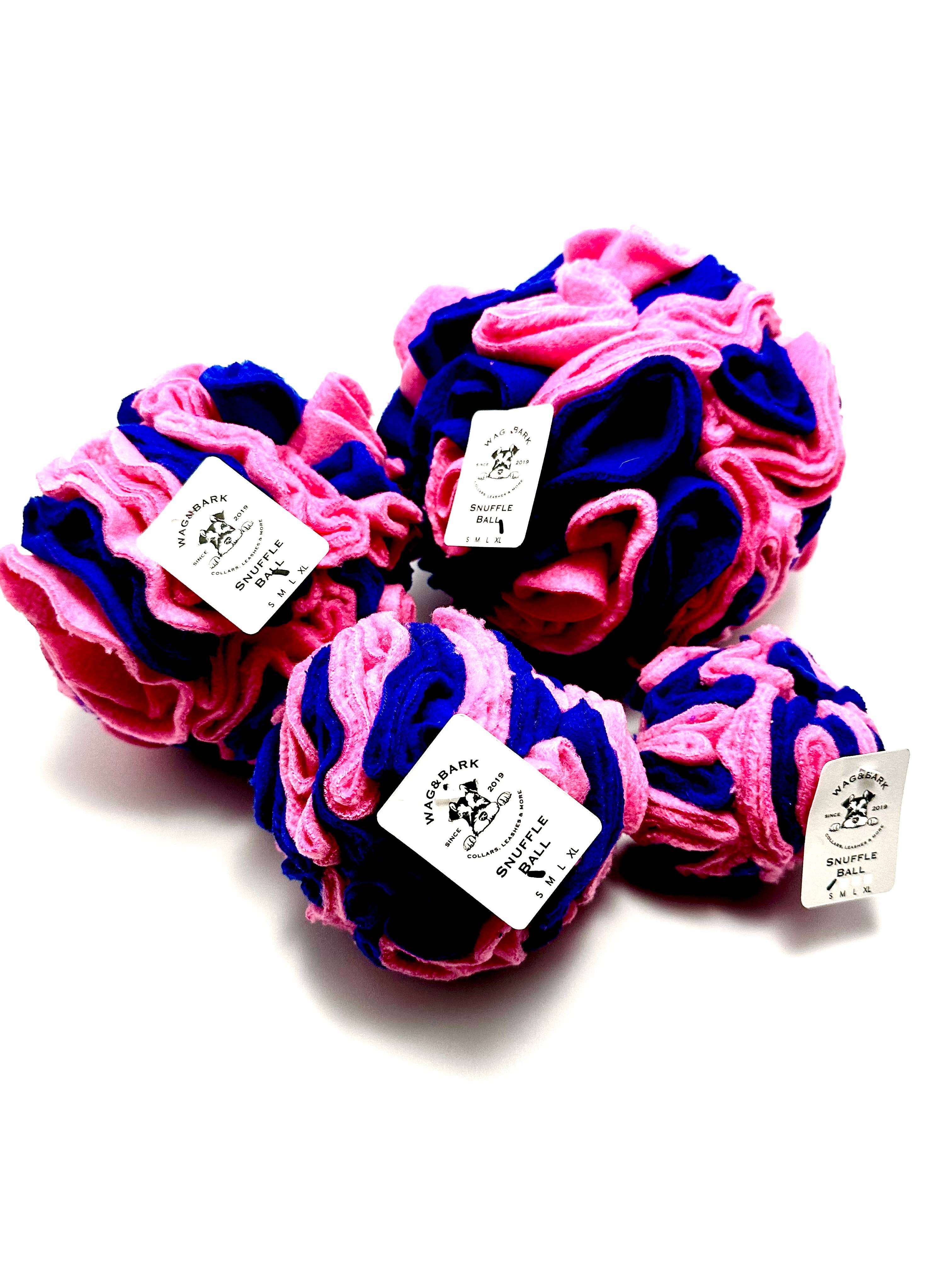 Wag and Bark - Snuffle Ball Brain Toy Royal Blue & Pink: Extra Large