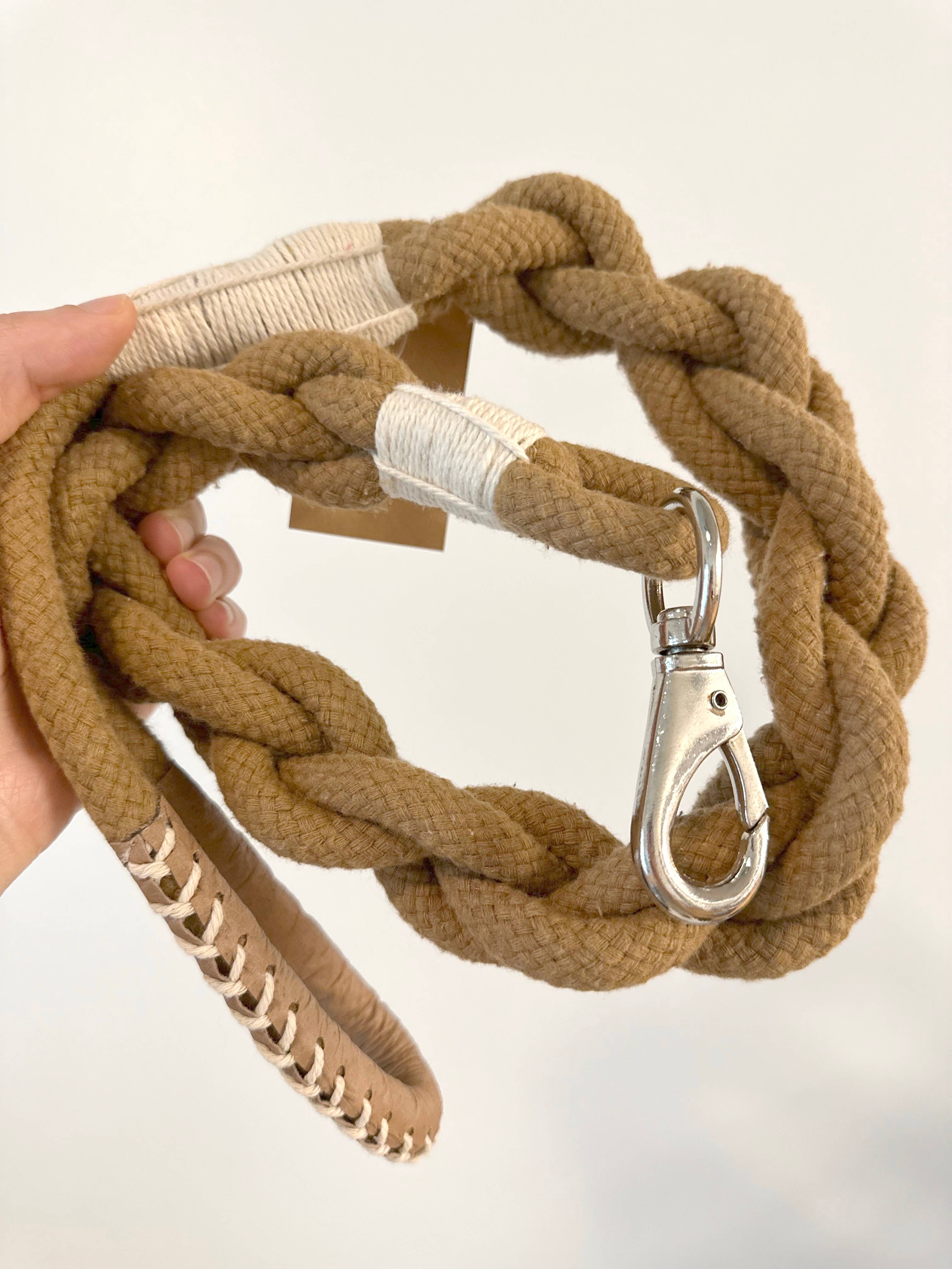 Handmade Sustainable  Cotton Rope Dog Leash, Eco-friendly: Earth Brown